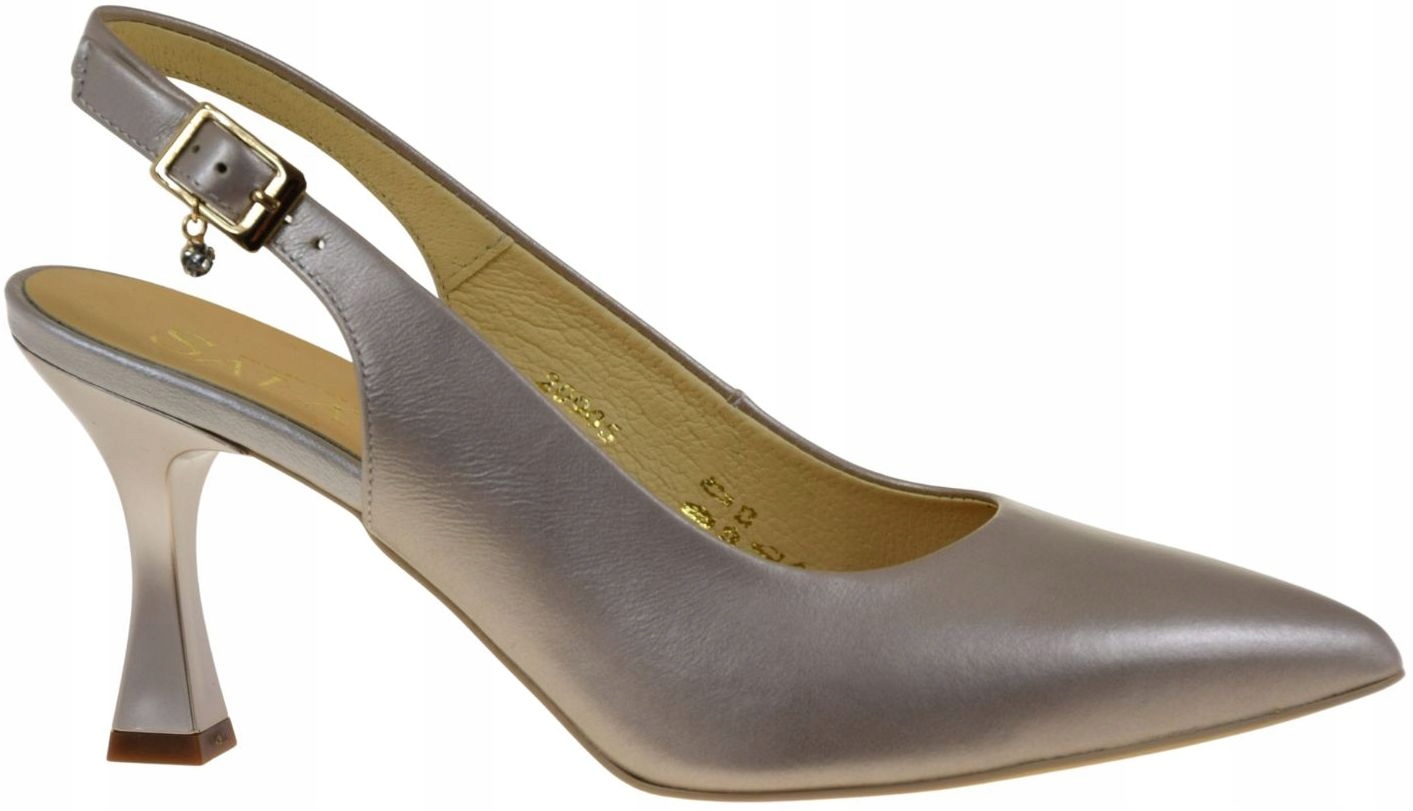 Dámské lodičky slingback kožené zlato-měď sloupek Sala 20905 VEL.39