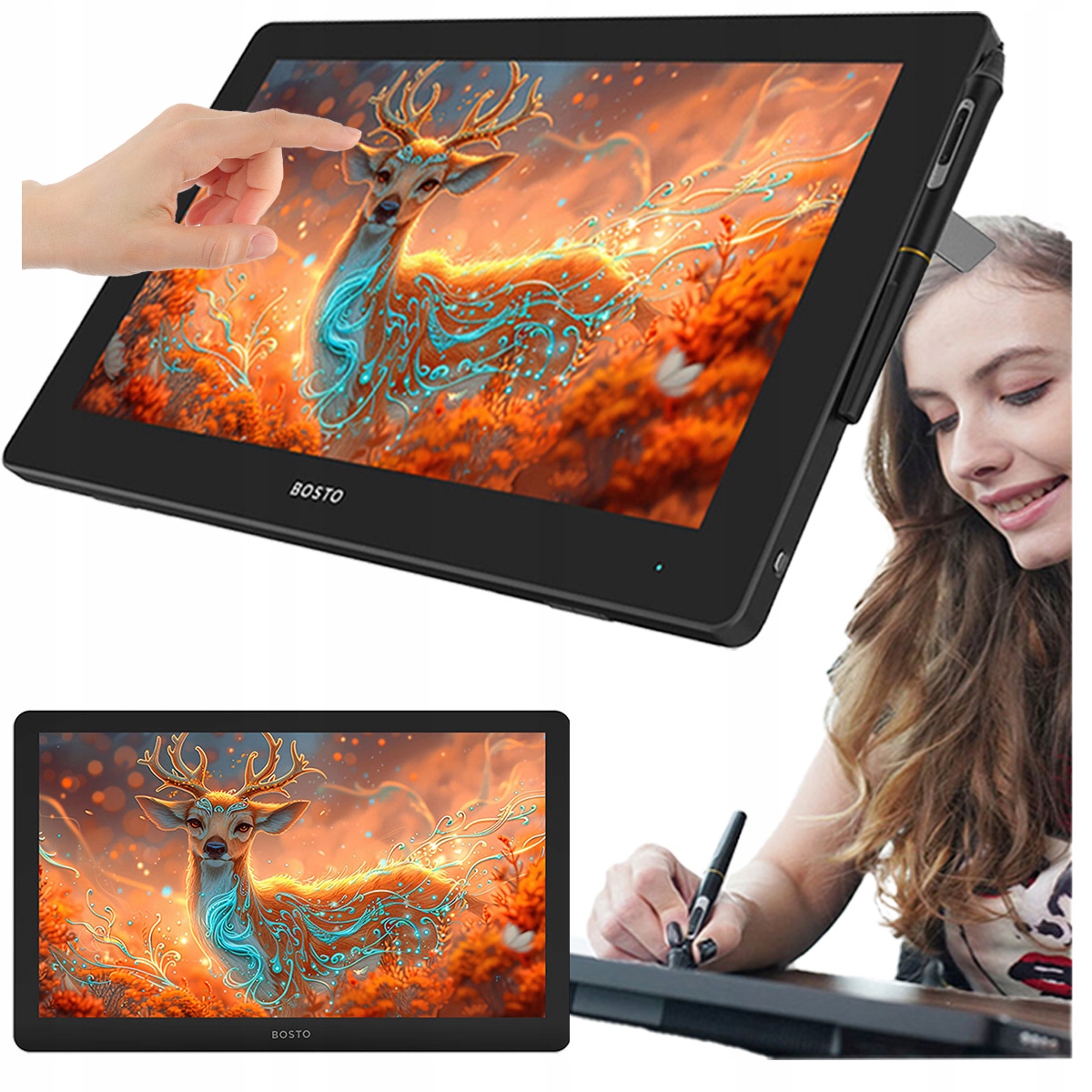 Profesionální Grafický Tablet Bosto BT-19UHDT(P) Dotykový LCD Displej 3840x2160