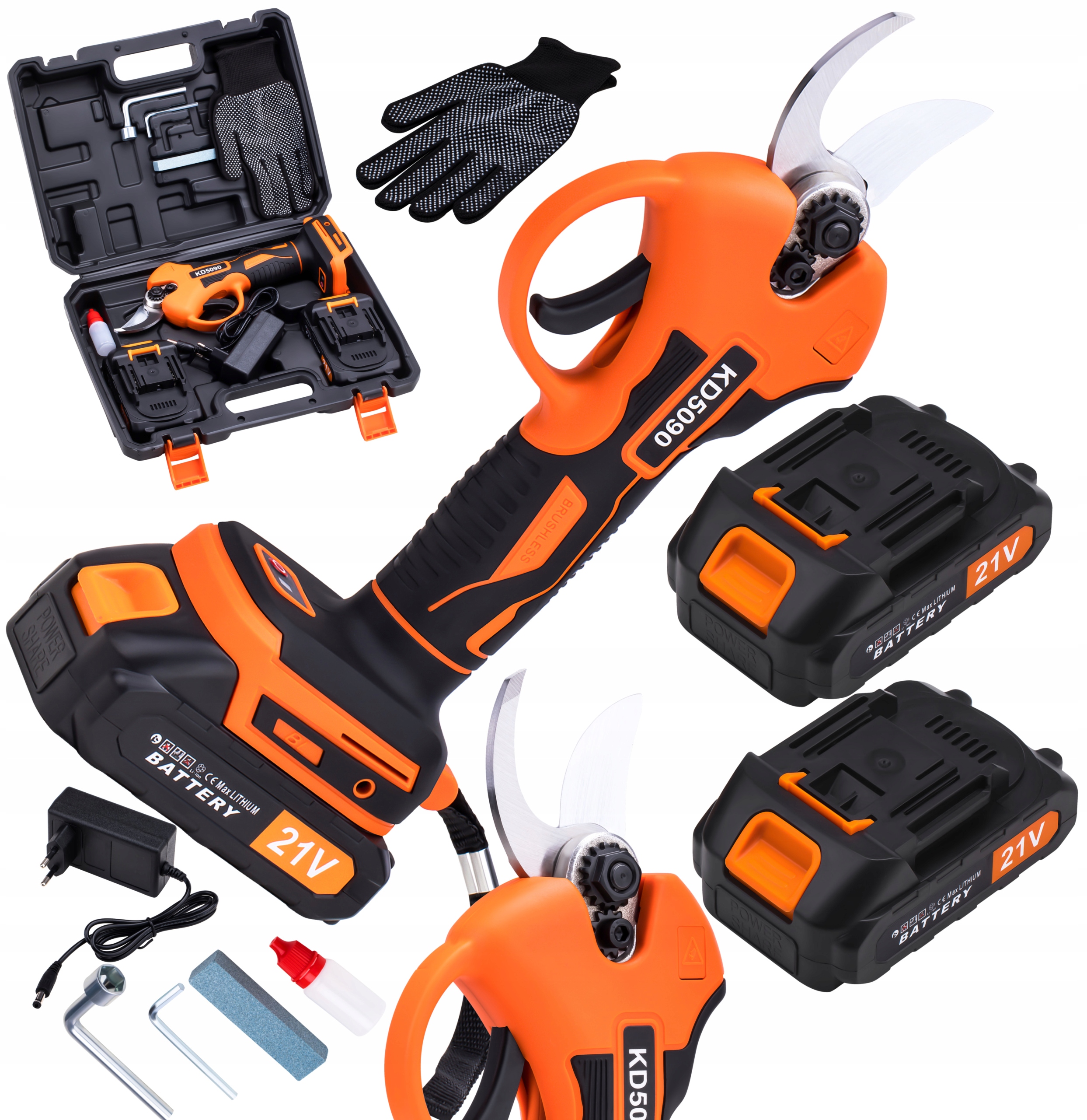 Sekator Akumulatorowy Kowadełkowy Nożyce Ogrodowe Elektryczne 2 x Aku 21V