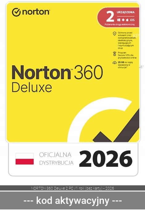 Antywirus Norton 360 Deluxe ESD 2 stanowiska 12 miesięcy polski