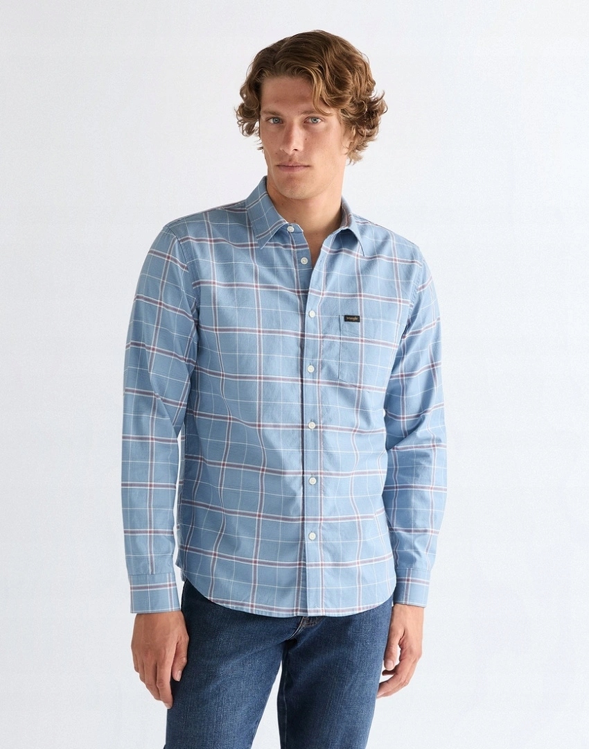 Pánská košile Wrangler 1 Pkt Shirt Ashley Blue 112378488 M
