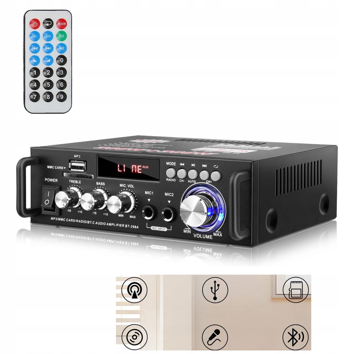 600W Digitální Zesilovač Výkonu Stereofonního Zvuku Bluetooth Receiver