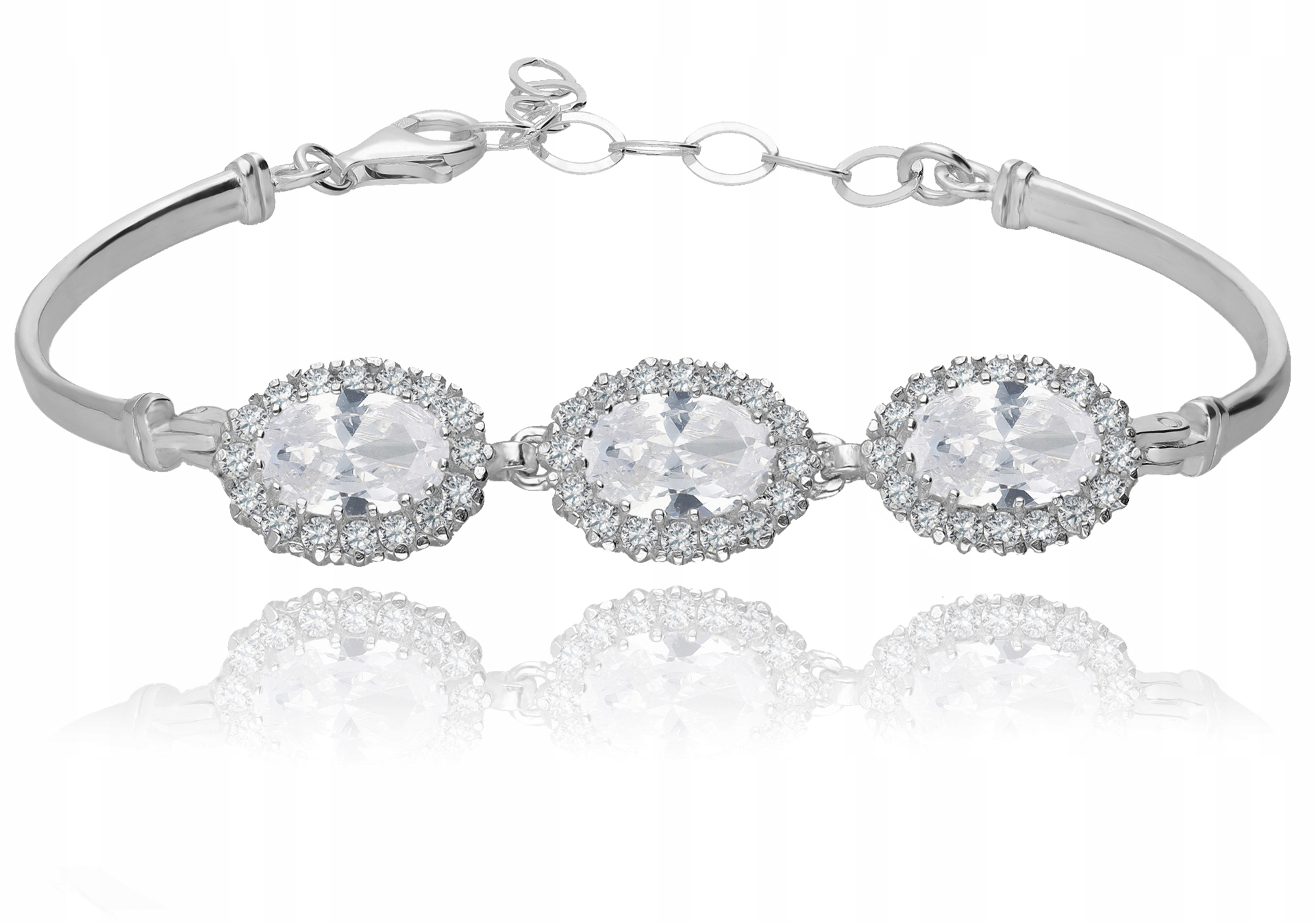 Dámský stříbrný náramek markýza s bílými Zirkony Svatba