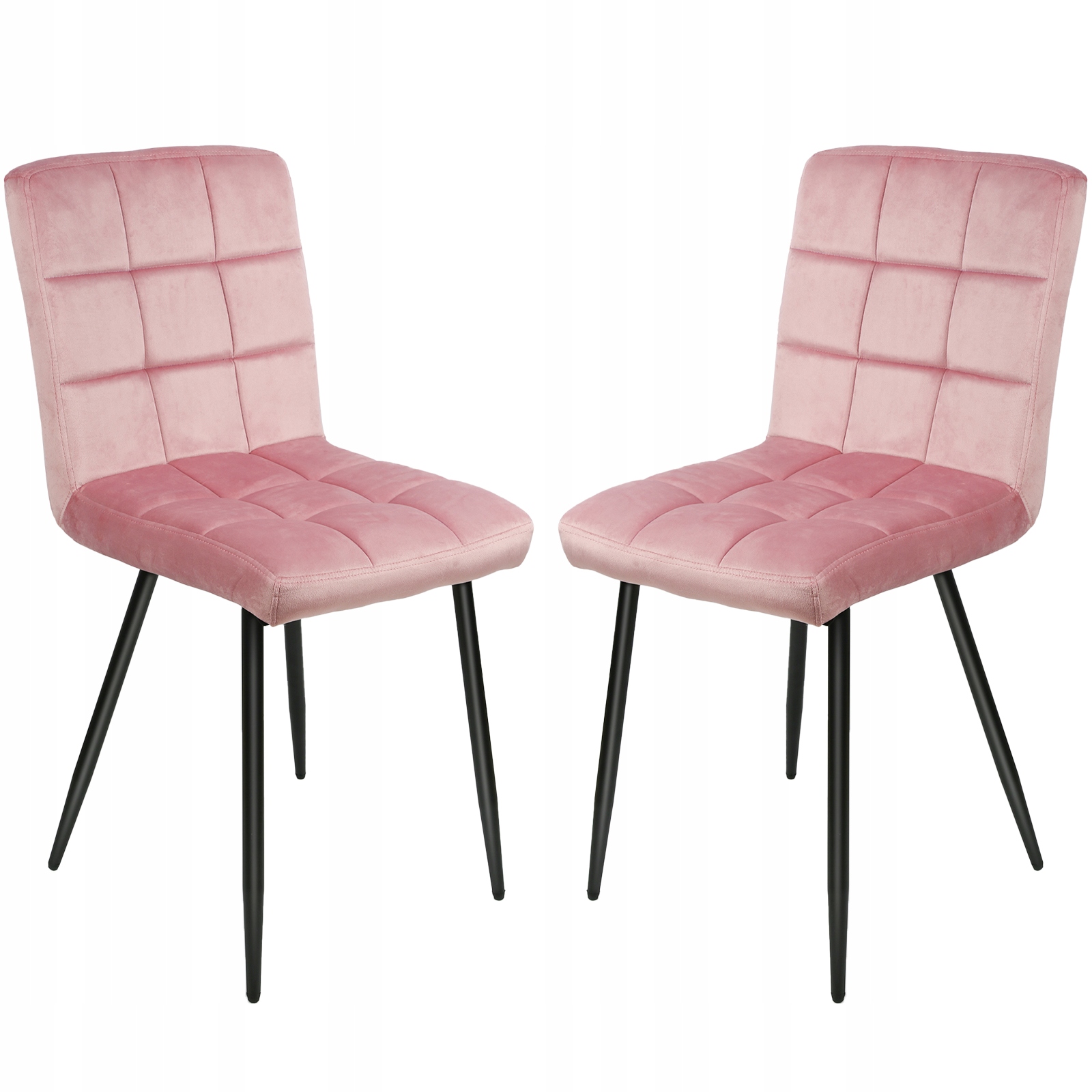 2X Krzesło Tapicerowane Kuchenne Welur Do Salonu Jadalni Różowy Loft