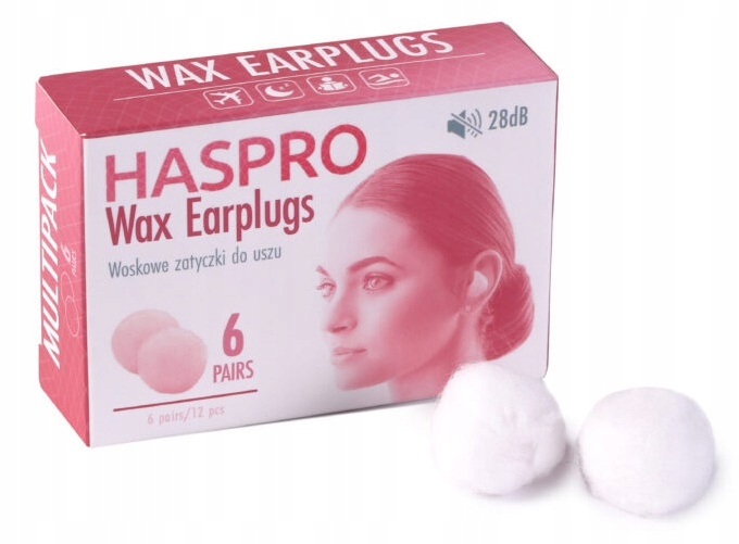 ZATYCZKI DO USZU NA BASEN WODOSZCZELNE FORMOWANE Z WOSKU WODOODPORNE 6 PAR Kod producenta HASPRO-WAX