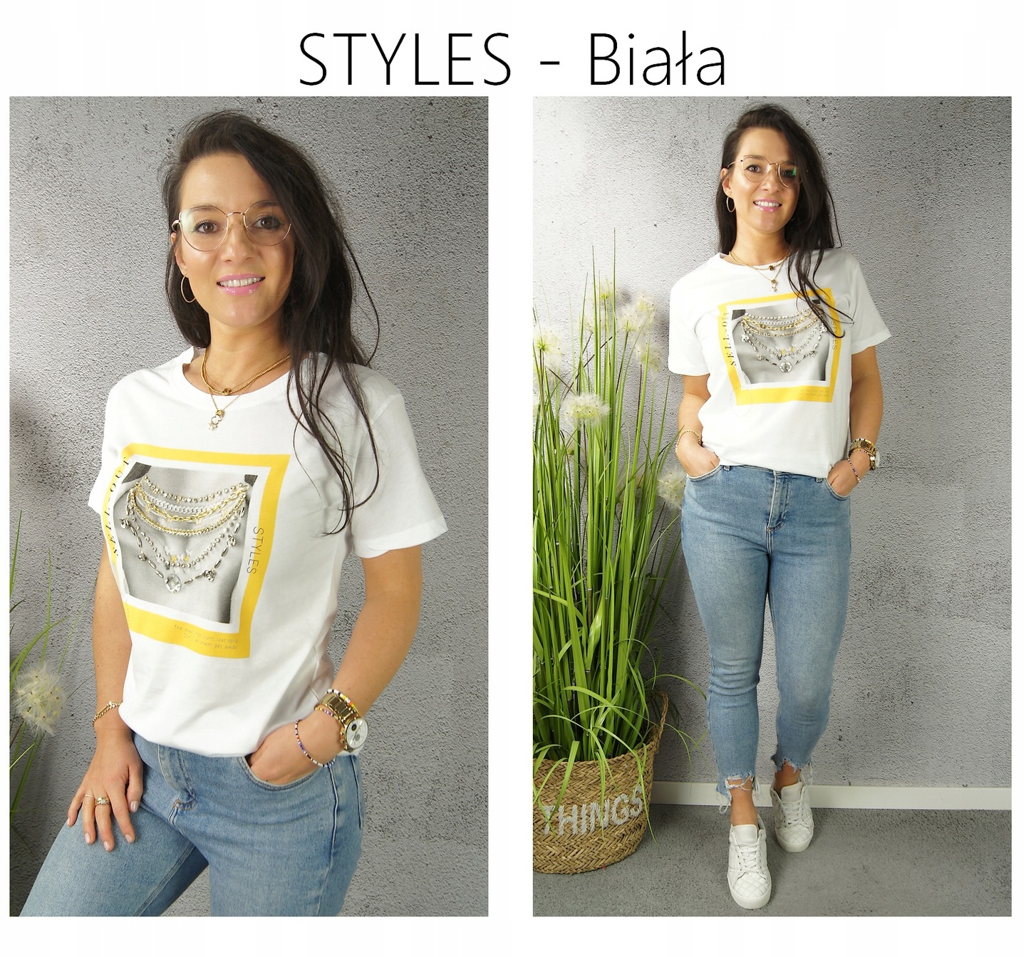 

Bluzka Z Lycrą T-shirt Dżety Perełki Glamour # L