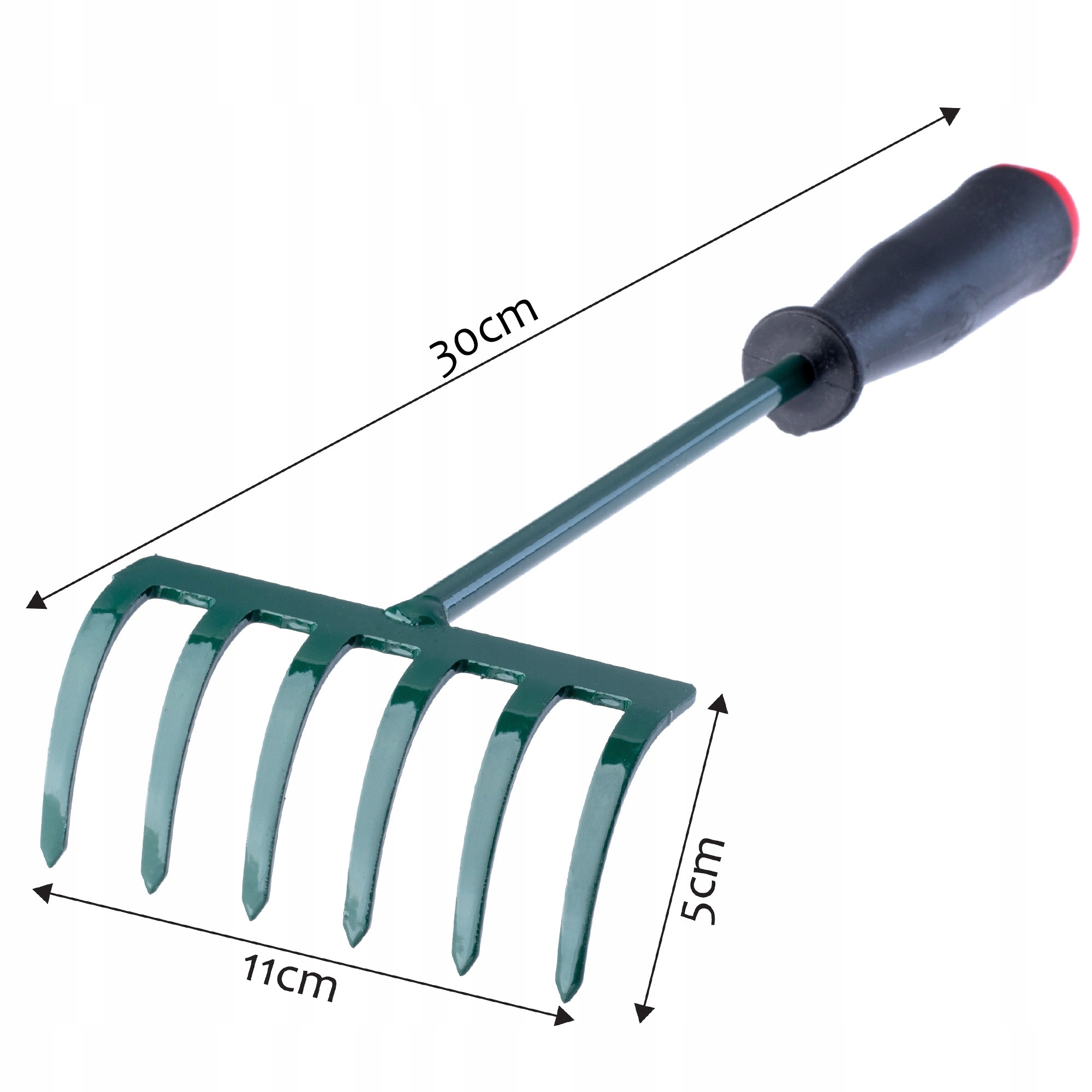 GRABIE OGRODOWE GRABKI MAŁE Z TRZONEM 30CM 6-ZĘBNE Materiał głowicy metal