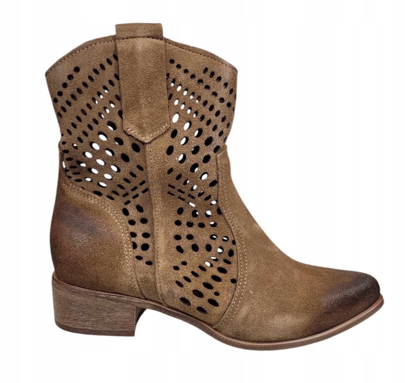 Lewski Kotníkové Boty 3305/2/JIMMY Ažurové Velur Bronz vel.38