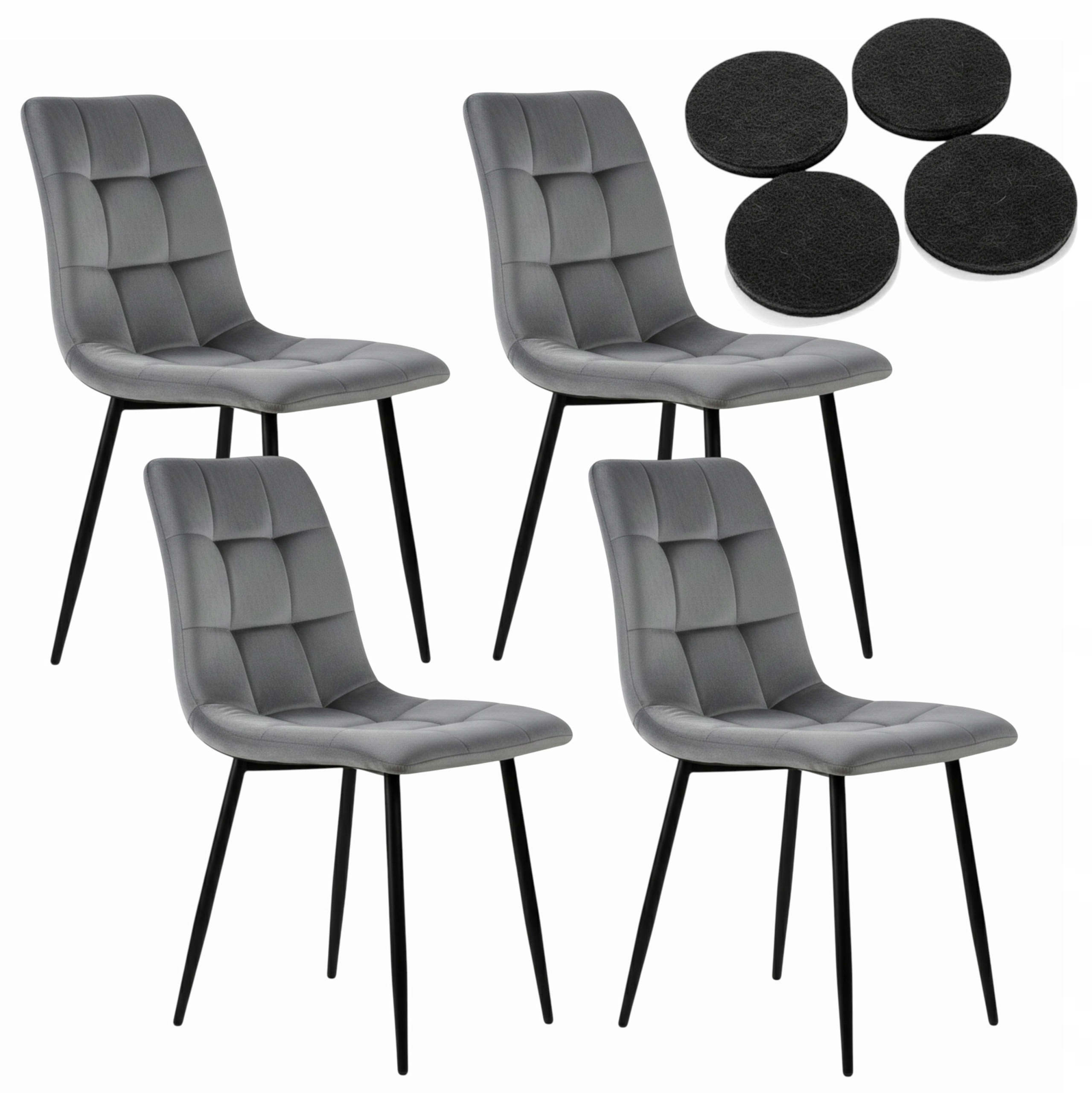 Velurové křeslo Čalouněné Šedé Křesla Velvet Glamour x4ks Do Obývacího pokoje