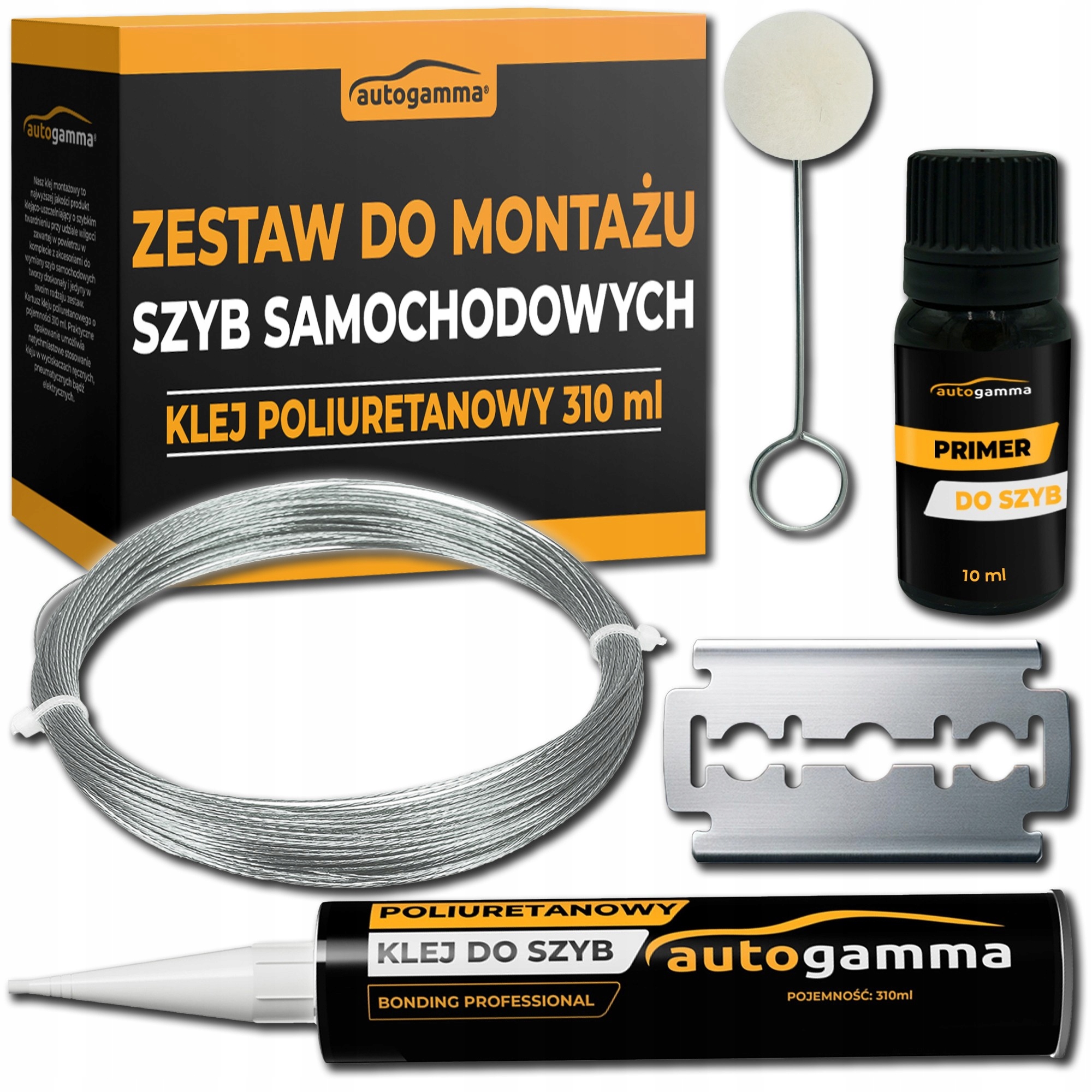 Zestaw do montażu szyb samochodowych Klej poliuretanowy 310 ml