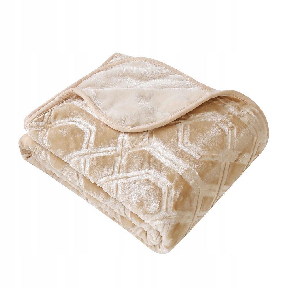 Akrylová deka 160x200 Vito béžová s geometrickým vzorem přehoz