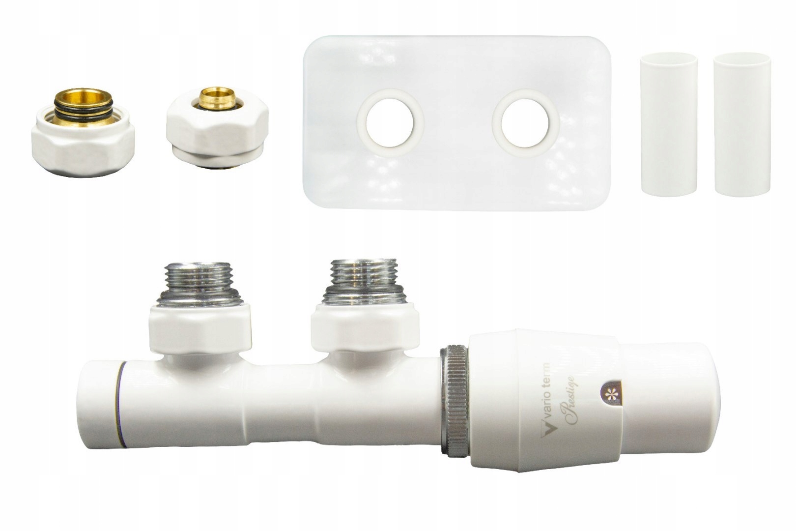 Termostatický ventil 50 mm Twins bílý mat pravý Pex rozeta obdélníková