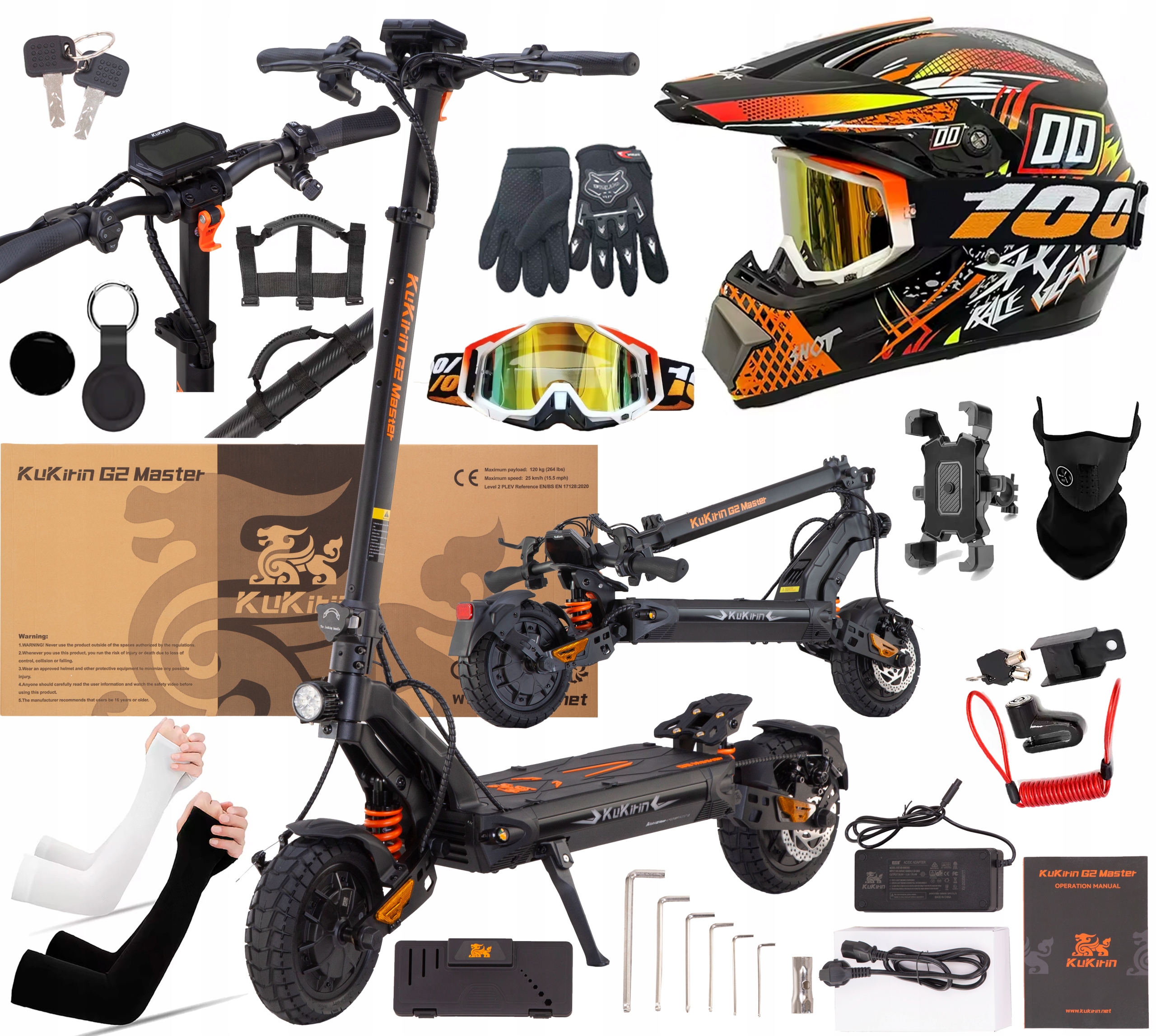 KuKirin G2 Master Elektrické vozidlo 2000W 52V 20,8AH 60KM/H +9 Dárek Pl