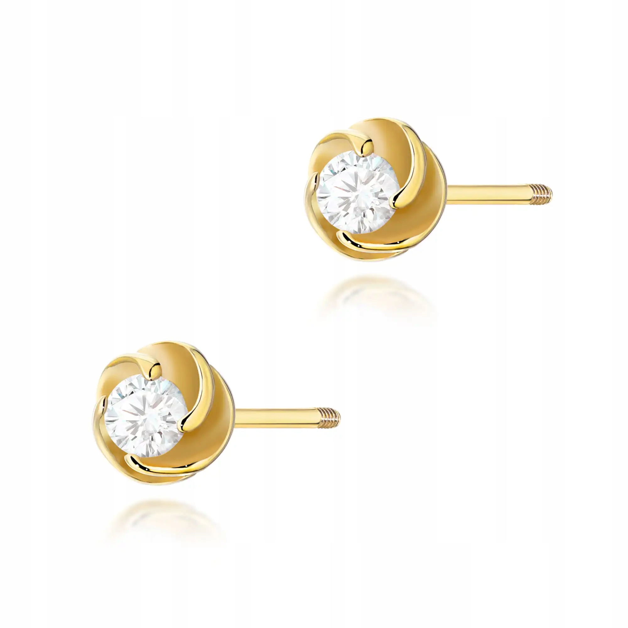 Náušnice ze zlata 585 s diamantem 0,10 ct, stylový a elegantní design pro ni