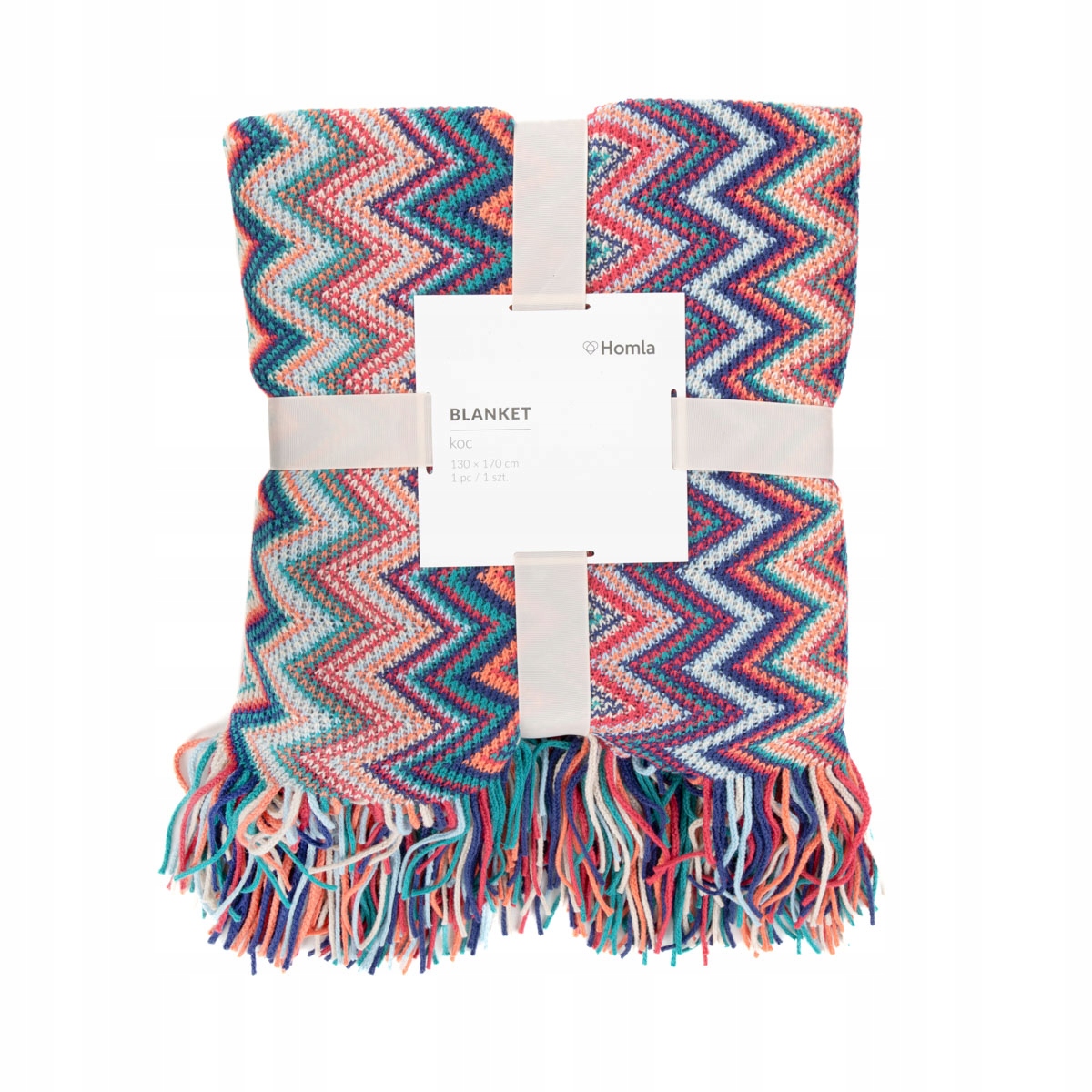 Koc MEBA w kolorowe zygzaki 130x170 cm HOMLA Długość 170 cm