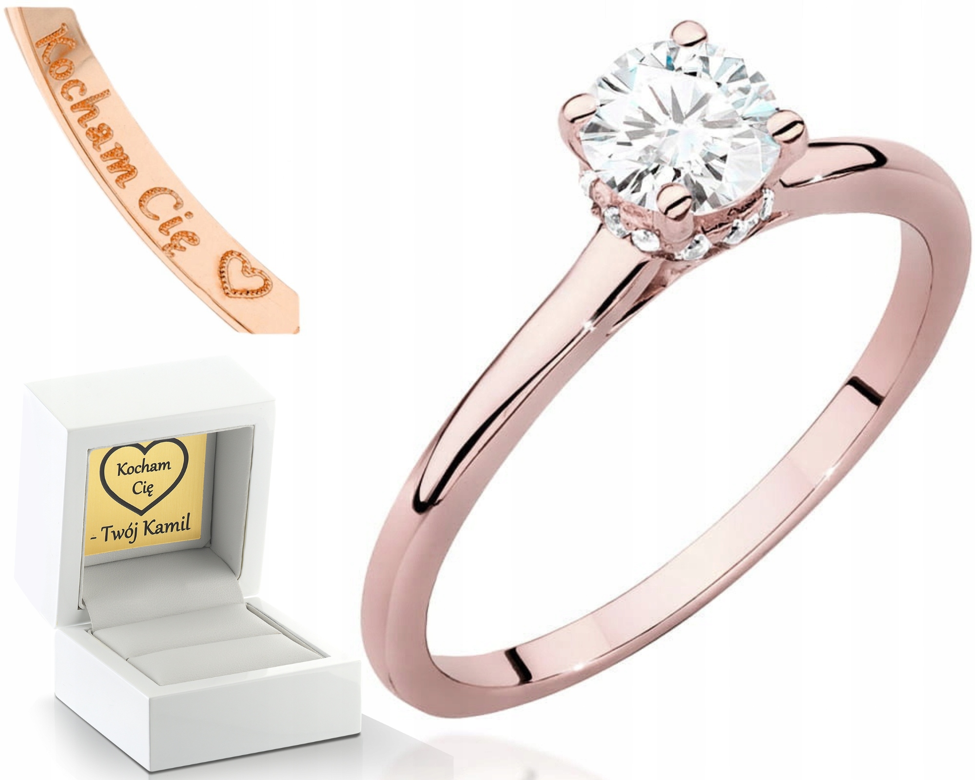 Moderní Prstýnek 14K Růžové Zlato Laboratorní Briliant Módní Styl