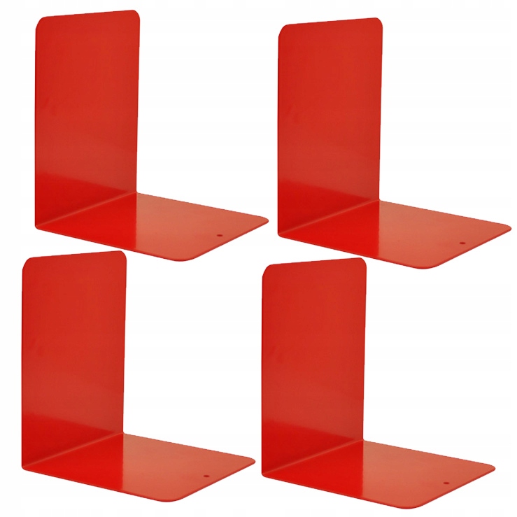Sada 4 stabilních kovových podpěr pro knihy, výška 170 mm, červené