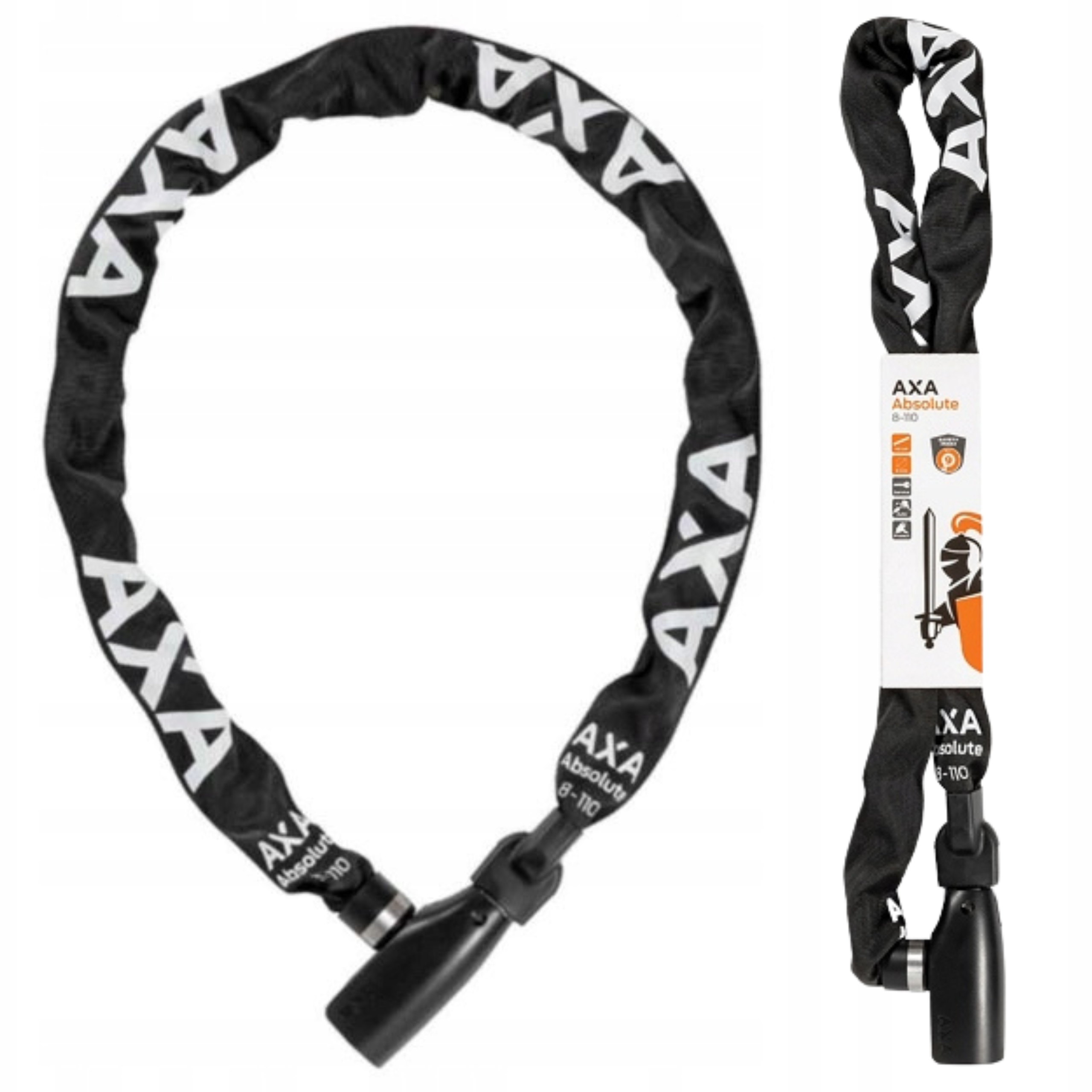 Axa Absolute 110 cm 8 mm Grube Zabezpieczenie Zapięcie Rowerowe Łańcuch