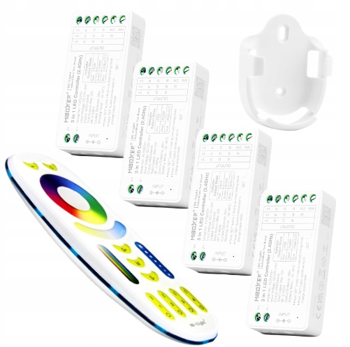 Zónové ovládanie Led pásikov Rgbw Rgb+cct MiBoxer 4 ovládače diaľkový ovládač
