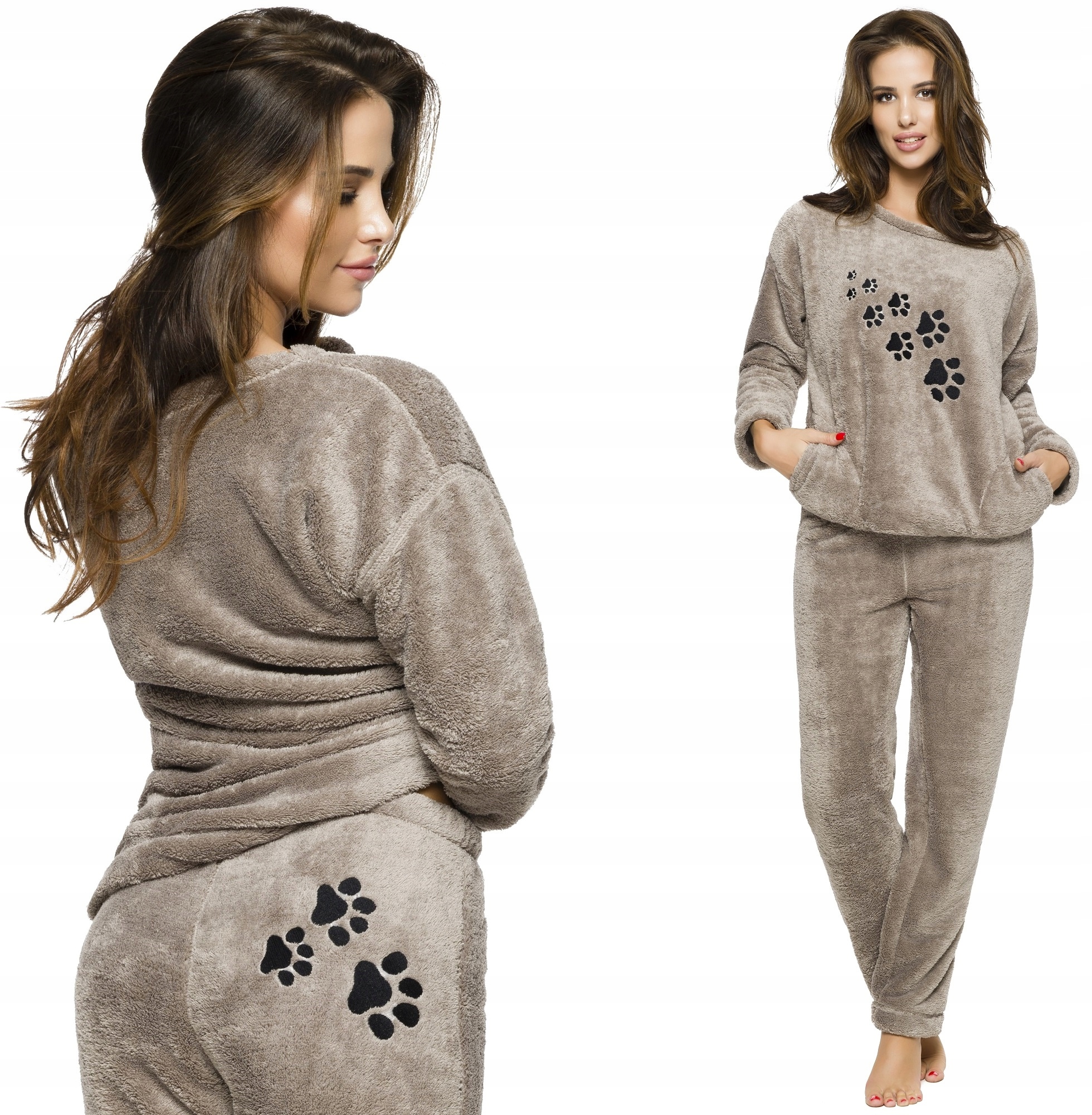 

Gruba Ciepła Piżama Damska Strój Domowy Łapki S