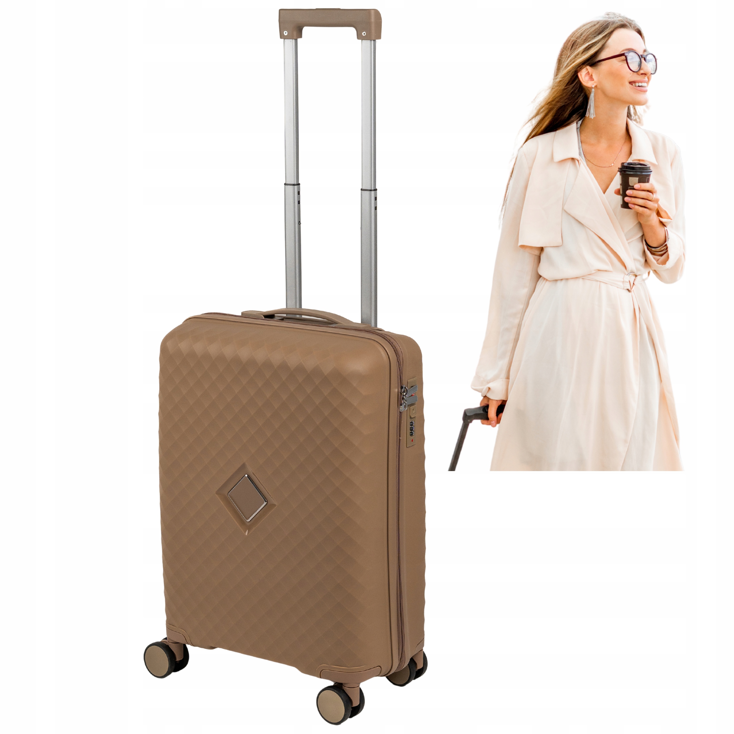 Kabinový Kufr Malý Béžový Dámský S Pp Na Kolečkách 55*38*22 Wizzair Lot