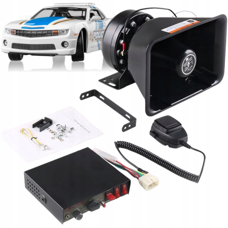 Signál Fanfára 200W Stráž Polícia Hlasná Sanitka 9 Tónov Megafón Syrena 12V