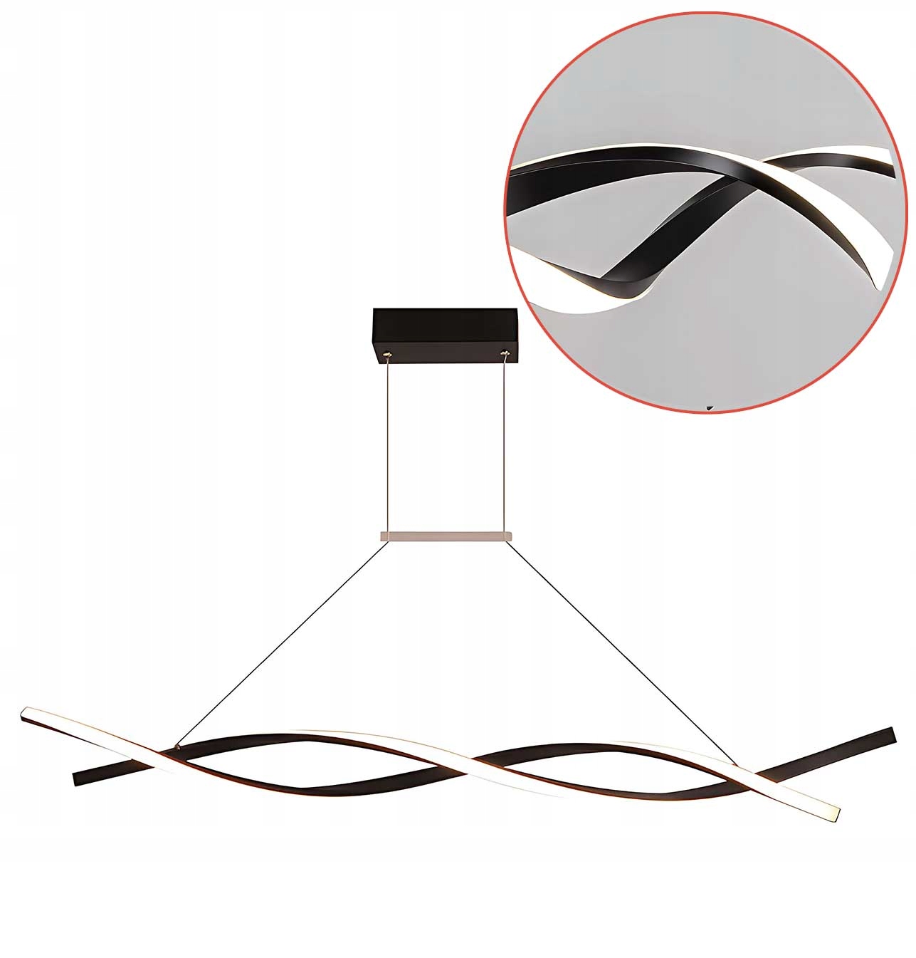 Čierna lampa do jedálne 120 cm Závesná horizontálna Led geometrická forma