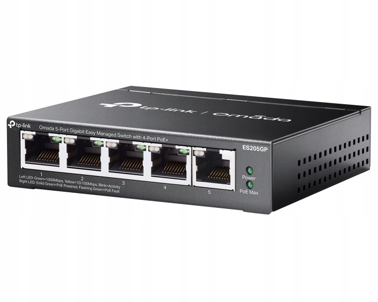 TP-Link ES205GP, Omada 5-Port Gigabit Easy Managed Switch, 1x Glan, 4x Glan