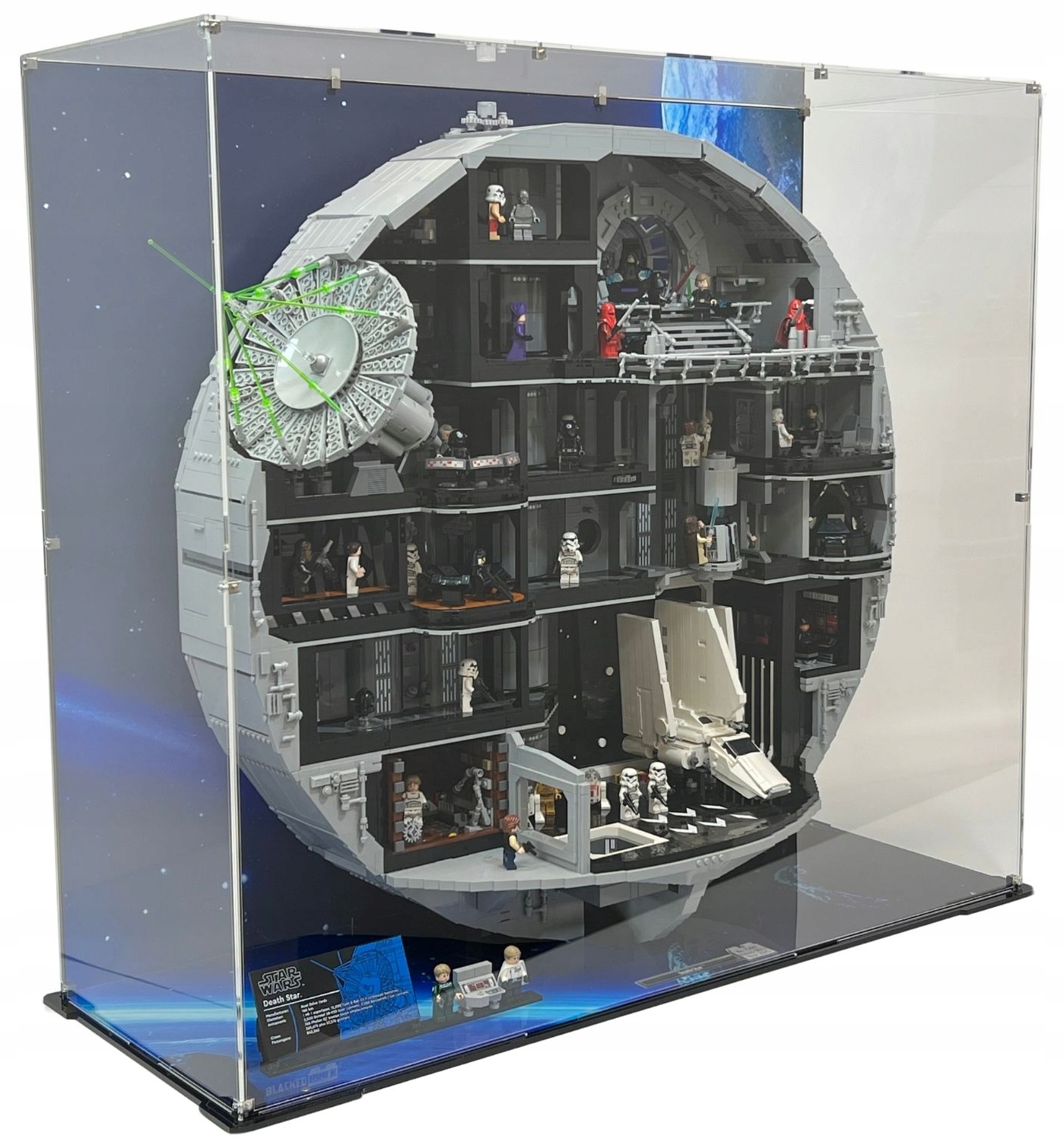 Vitrína s pozadím Blacked Brick pre Lego 75419 Star Wars Hviezda smrti