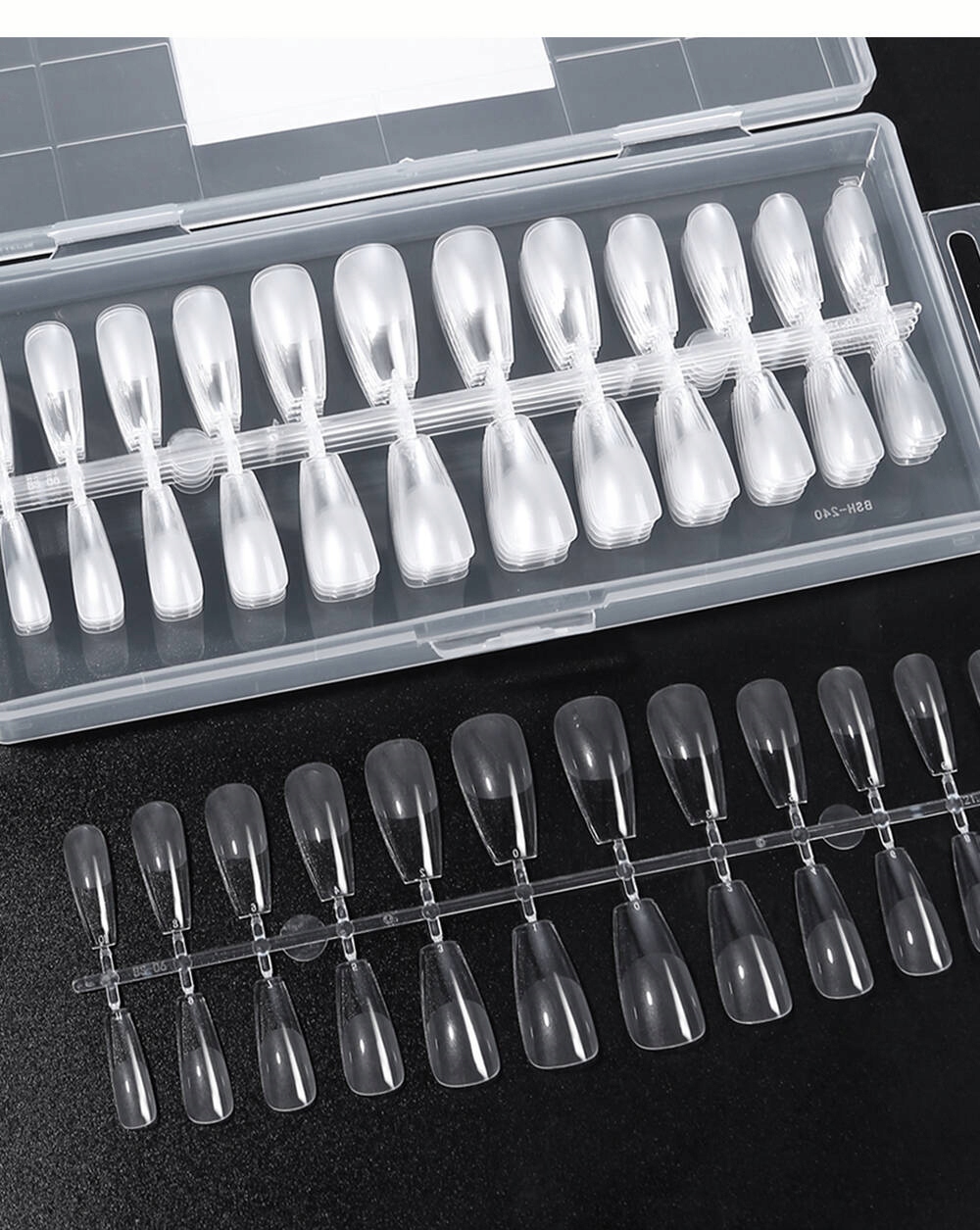 Tipsy żelowe przezroczyste balerina 240 szt. Stan opakowania oryginalne