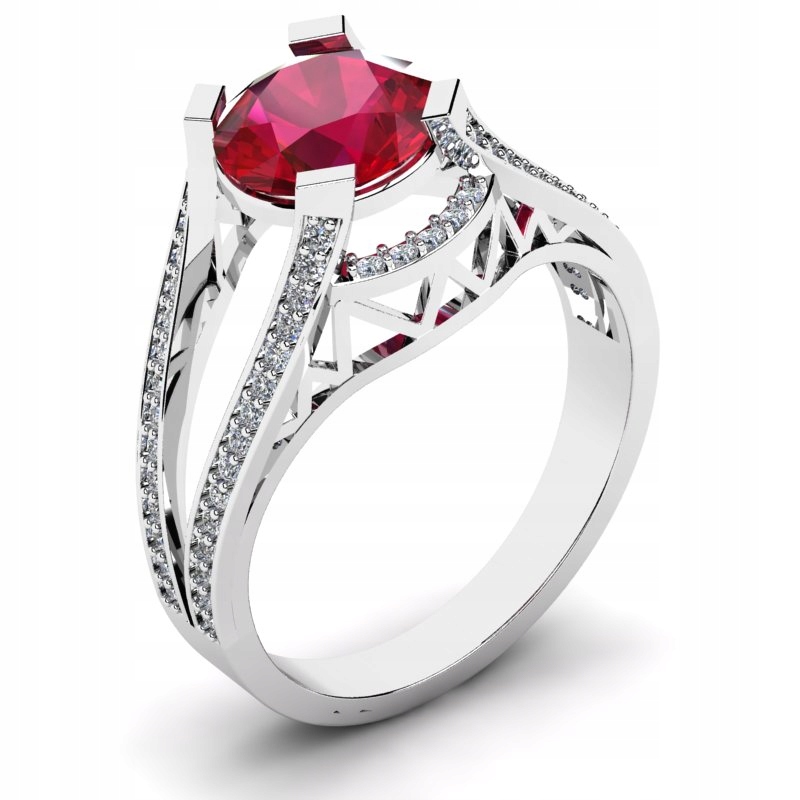 

Pierścionek Z Białego Złota Z Czerwoną Cyrkonią