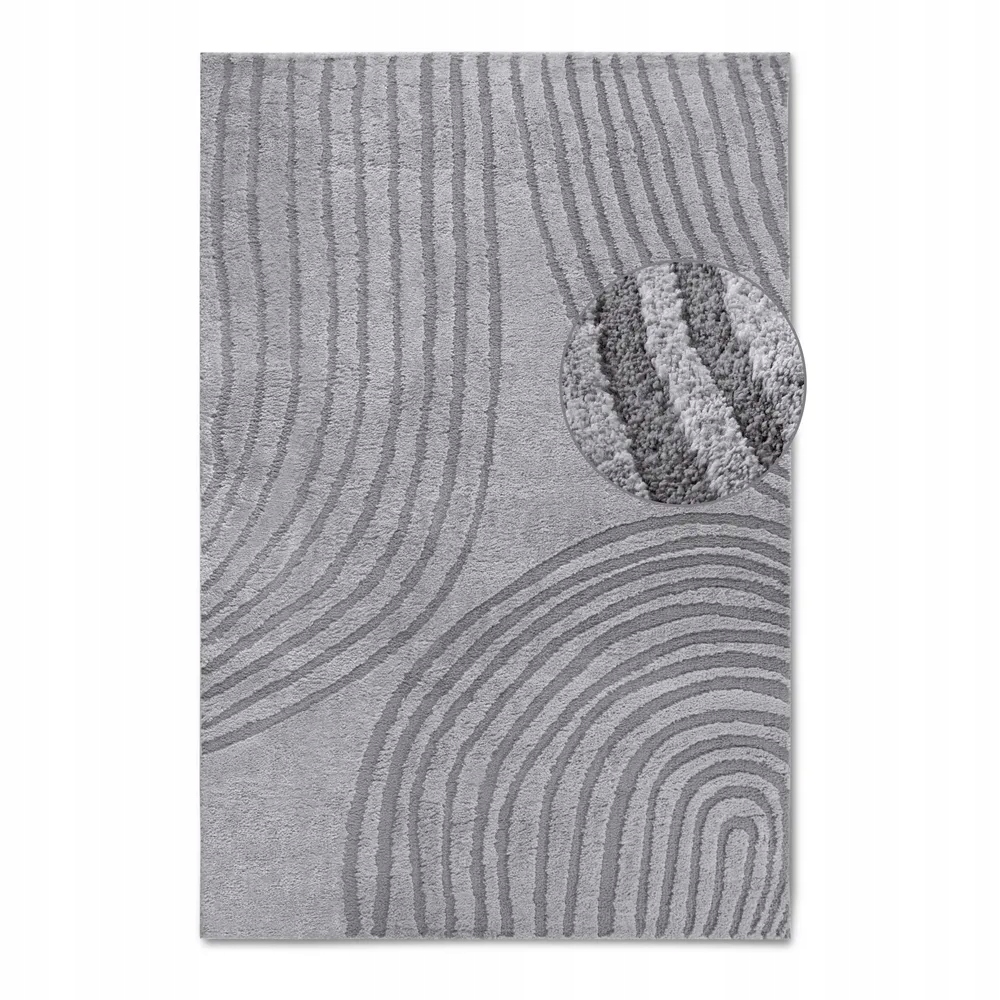 Plyšový koberec do obývačky 120 x 170 cm, šedý, moderný vzor