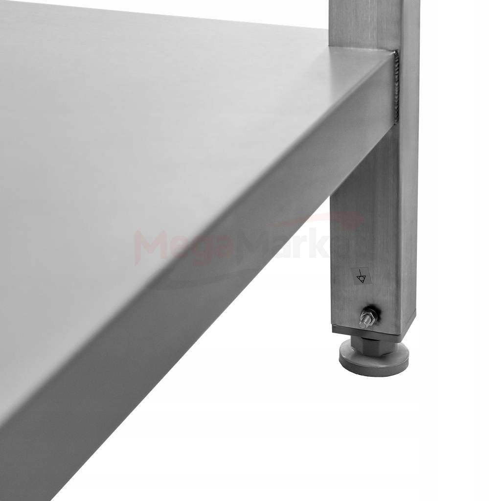 Stół GASTRONOMICZNY roboczy z półką 100x60 przyścienny spawany Mega-M Cechy dodatkowe z półką z rantem z regulowanymi nóżkami