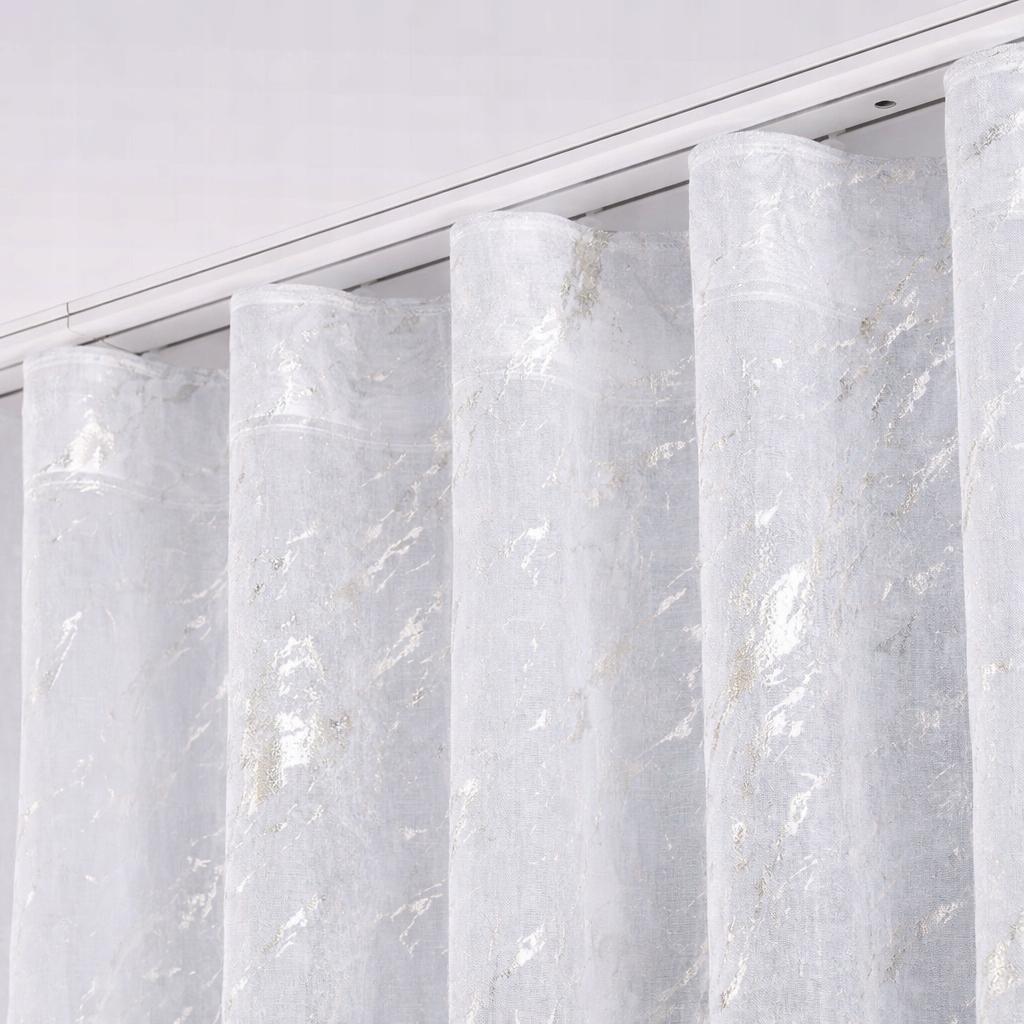 Hotová Záclona Stříbrný Mramor S Olovnicí A Páskou Na Systém Wave 600 X 260