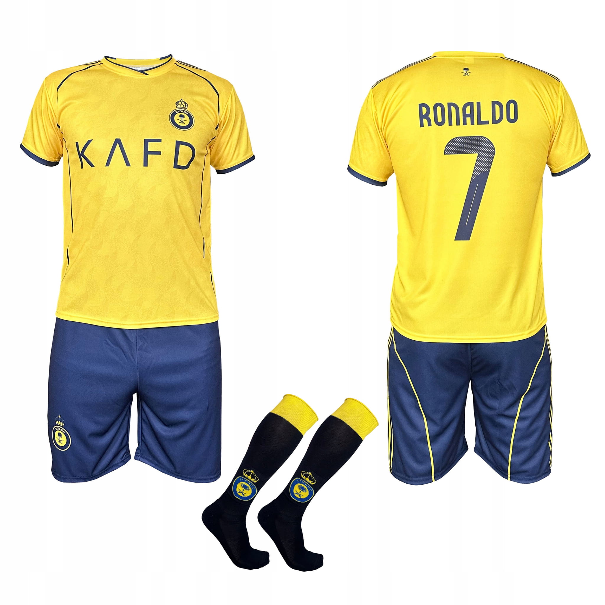 Ronaldo Al-Nassr strój komplet piłkarski 2025/26 sportowy getry żółty 128
