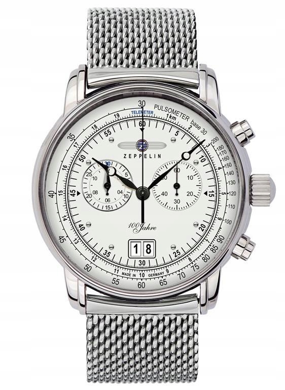 Nové Originální Pánské hodinky Zeppelin 100 Jahre 7690M-1 stříbrný chronograf