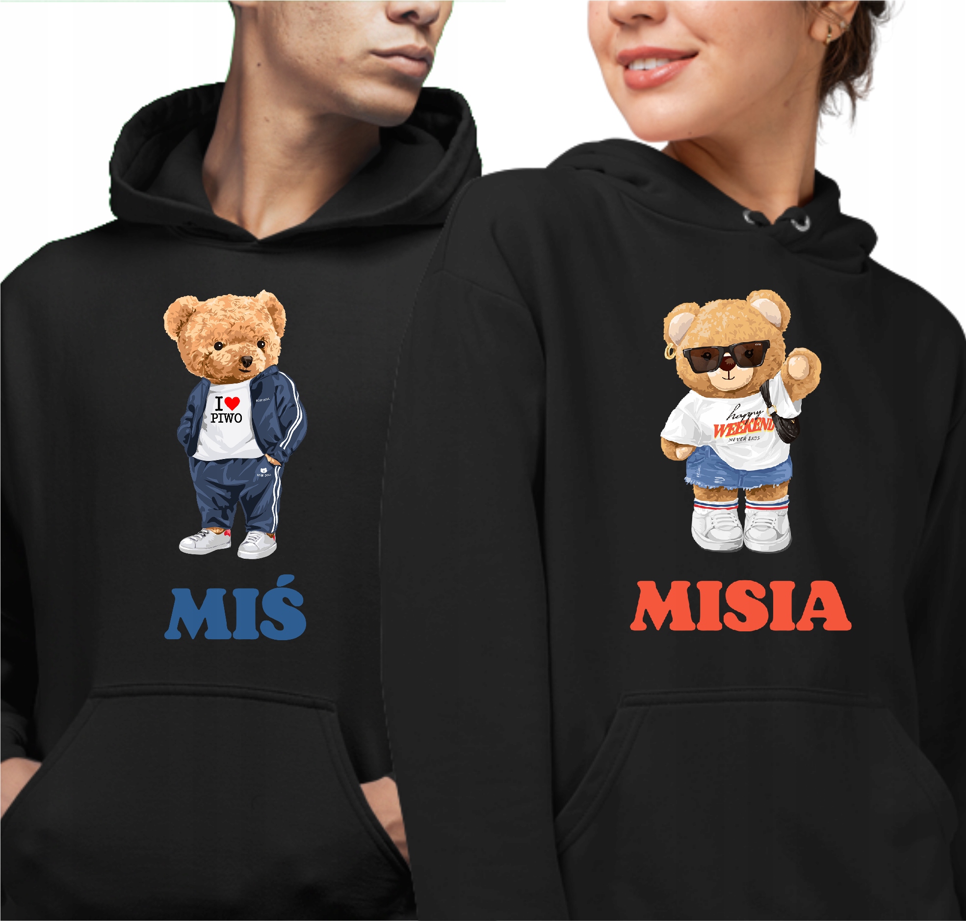 Mikiny pro páry Medvídek a Medvídek Dárek k Valentýnu mikina s kapucí Hoodie L