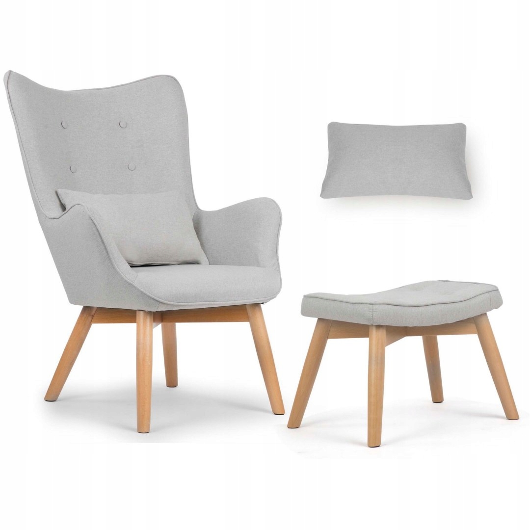 Křeslo s podnožkou Norse světle šedé Sofotel