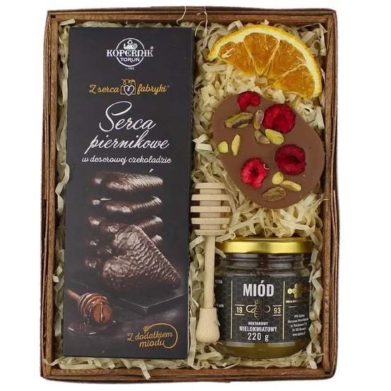 Levně Velikonoční Dárek dárkový koš s medem, perníčky a čokoládou