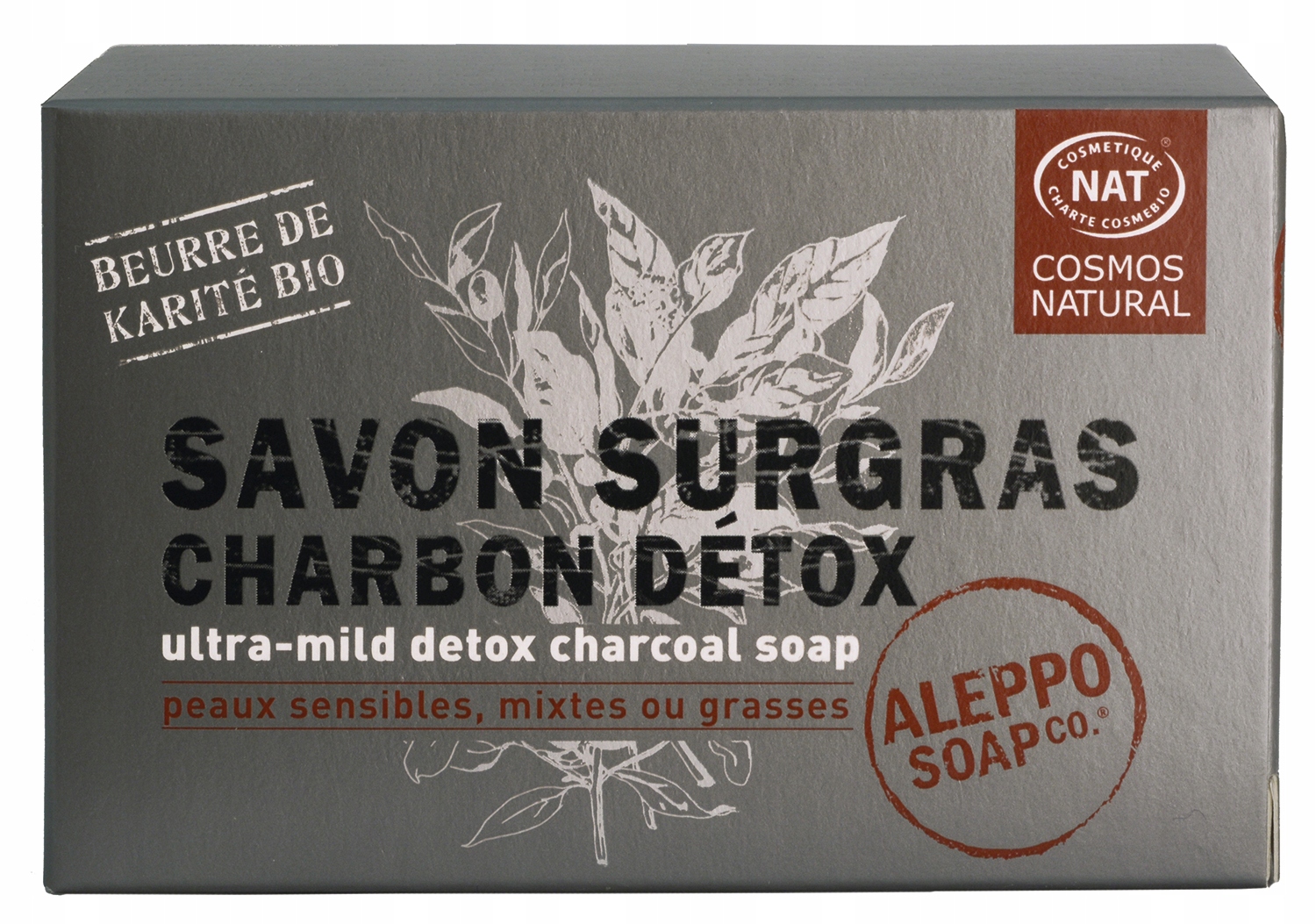 Mydło Aleppo Węgiel Aktywny & Masło Shea DETOKSYKUJĄCE Cosmos Natural 140g