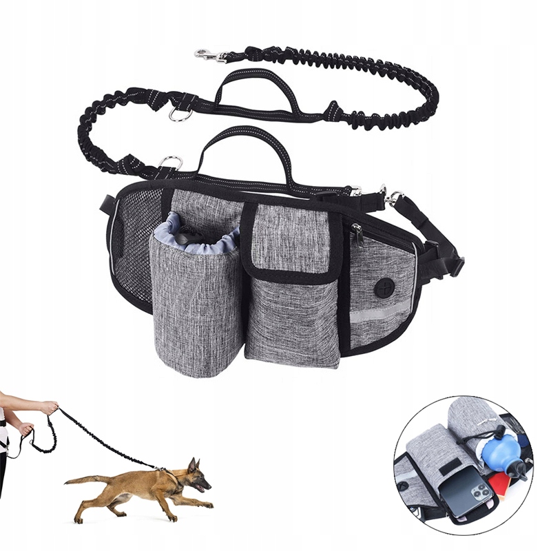 Levně Vodítko pro psy na běhání, elastické, šedé, univerzální, Hq 2,5 m