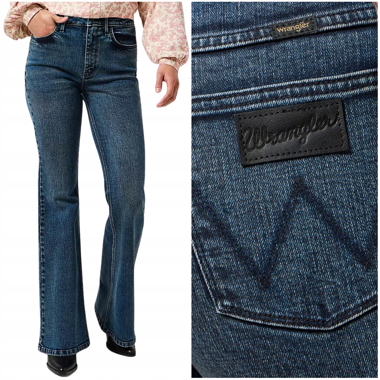 Wrangler Fierce Flare Smoke vysoké dámské džínové kalhoty se zvony W32 L34
