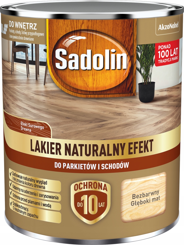 Sadolin lakier naturalny efekt parkiety i schody bezbarwny głęboki mat 4,5