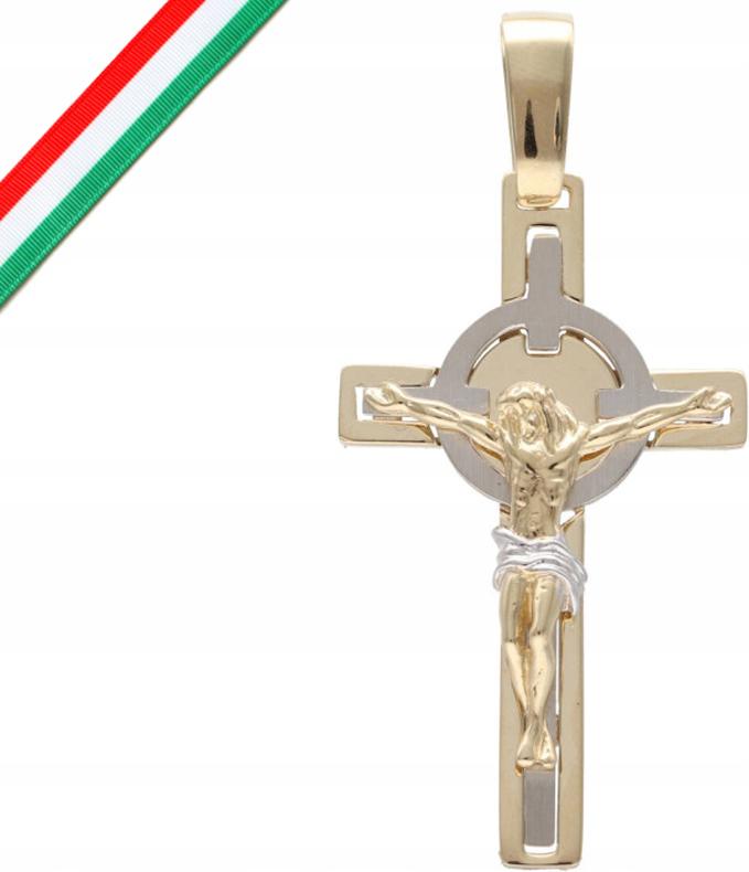Zlatý přívěsek 585 křest Ježíš na kříži 10,07 g s bílým zlatem