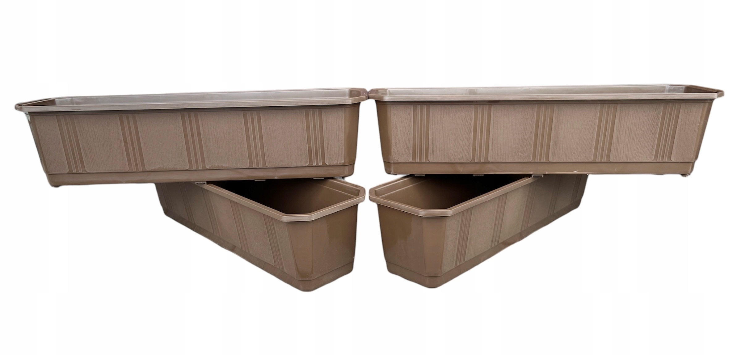 Skrzynka balkonowa 60 x 17 cm tworzywo sztuczne doniczka — zestaw 4 szt.