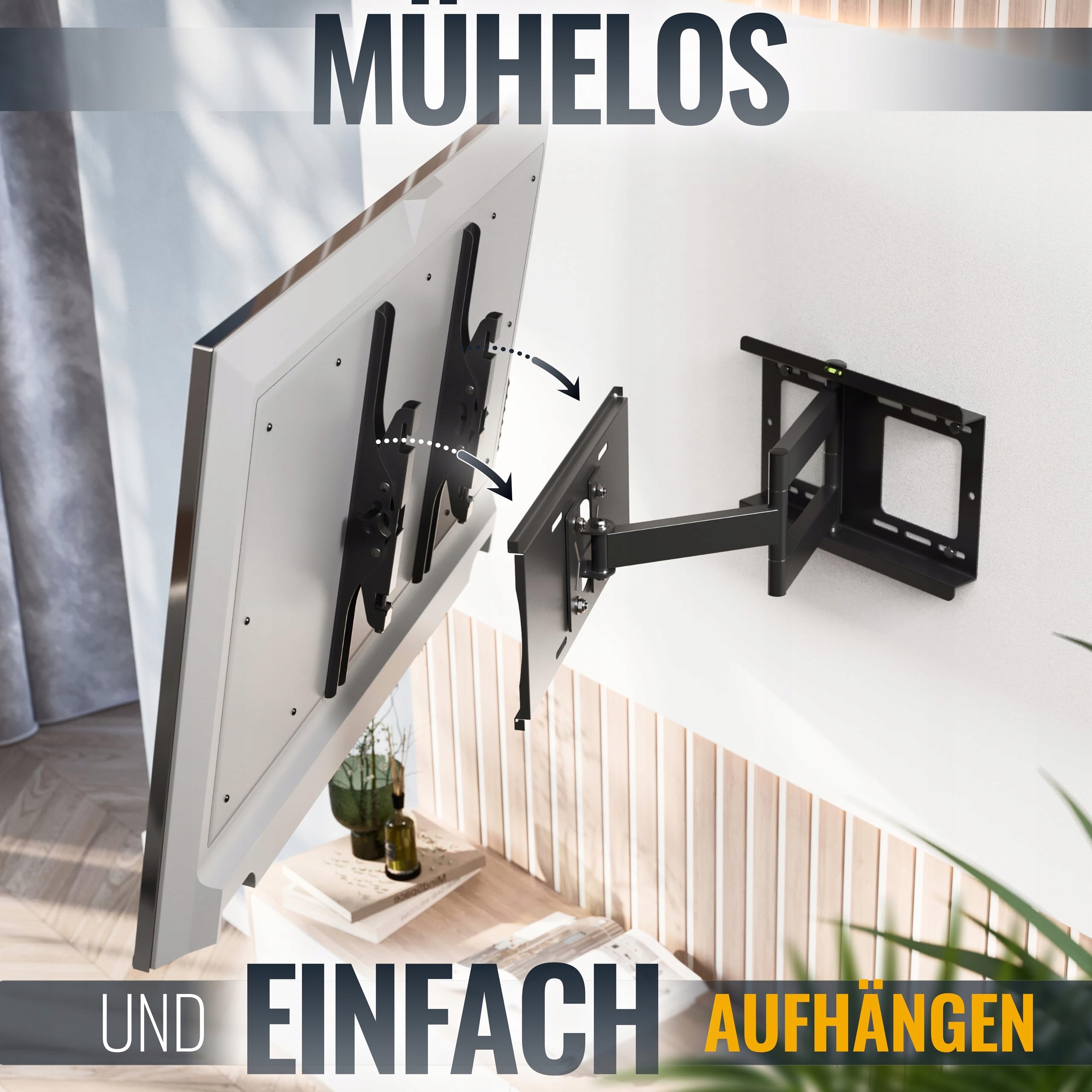RICOO Uchwyt TV Ścienny Obrotowy 31-65 Cal 95 Kg VESA 400x400 — miniatura 2