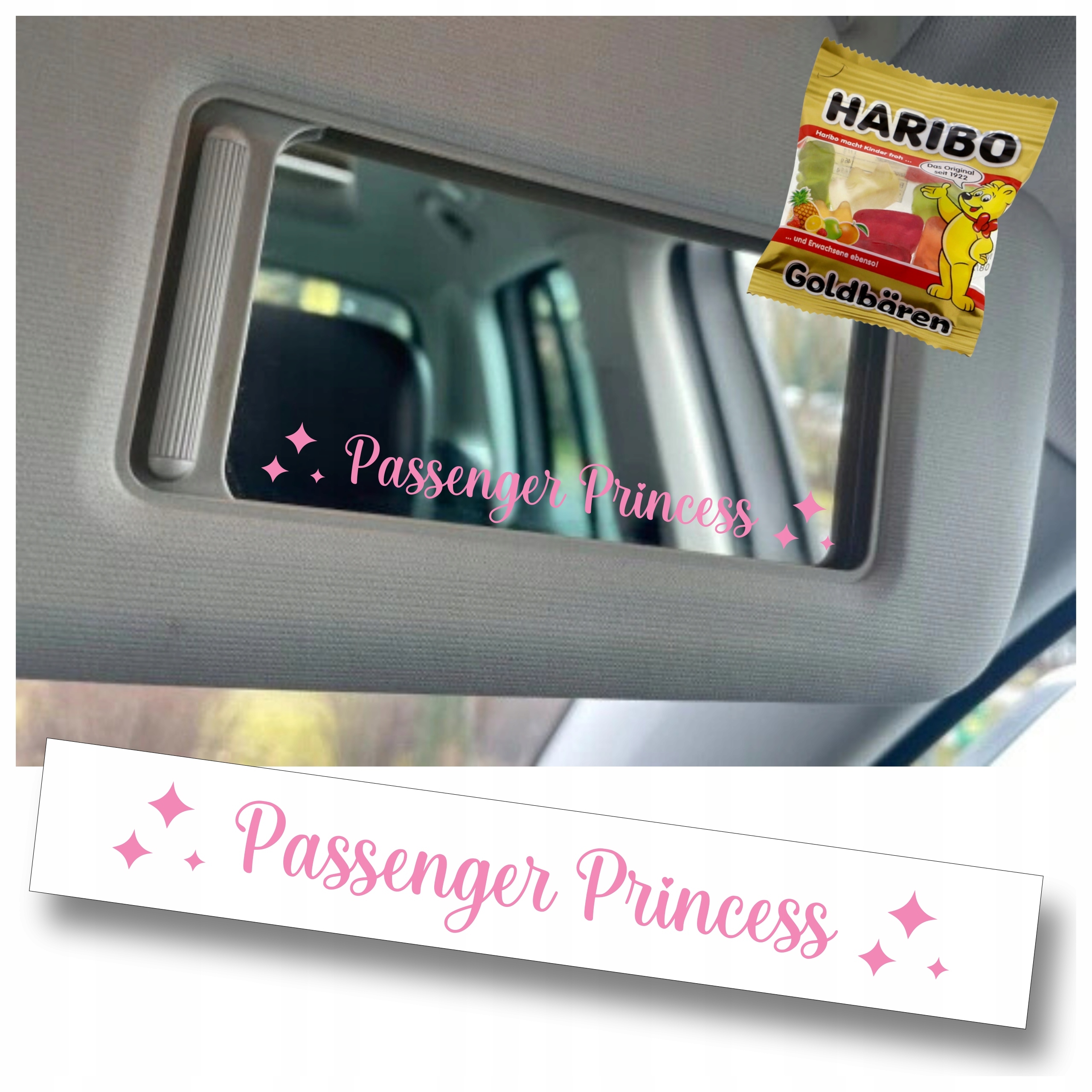Naklejka Passenger Princess na samochód szybę Lusterko Słoneczko Auto 10 cm
