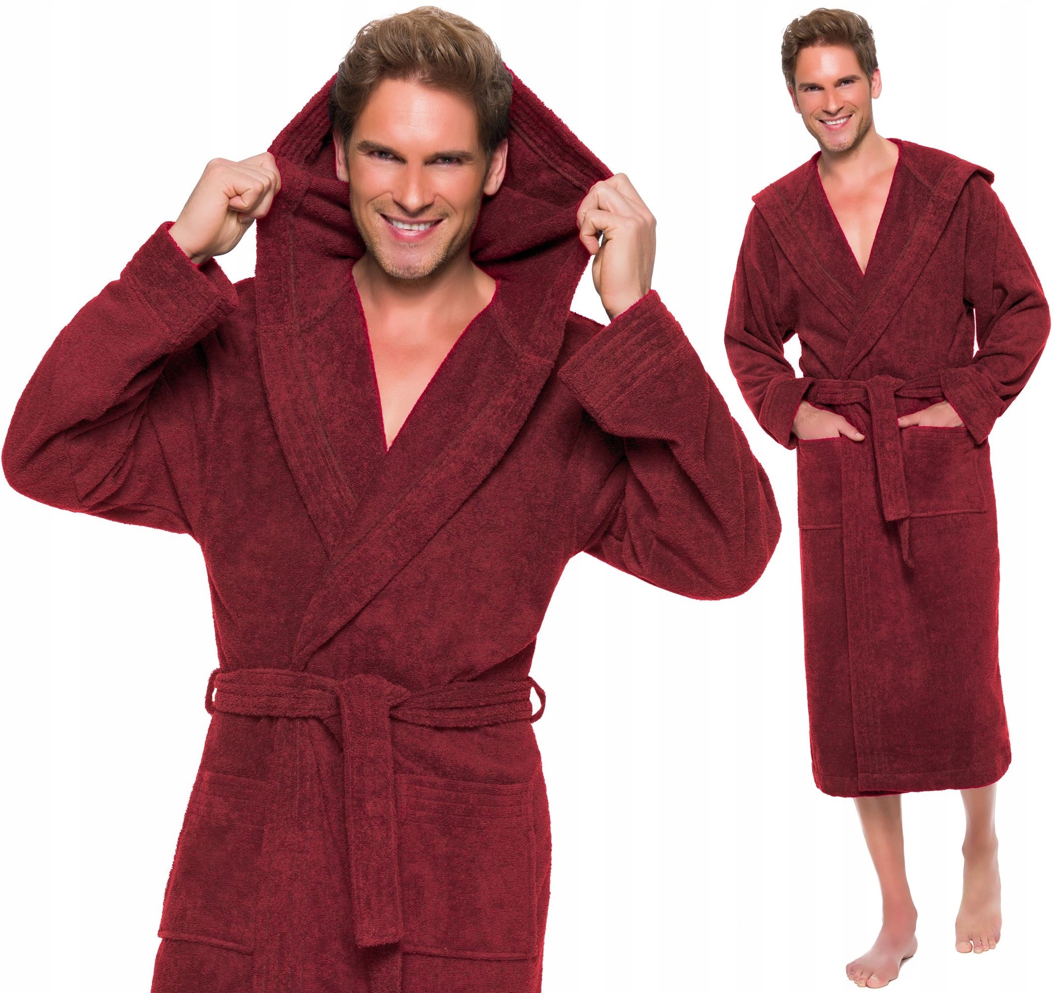 FROTTE BAWEŁNIANY SZLAFROK MĘSKI Z KAPTUREM L