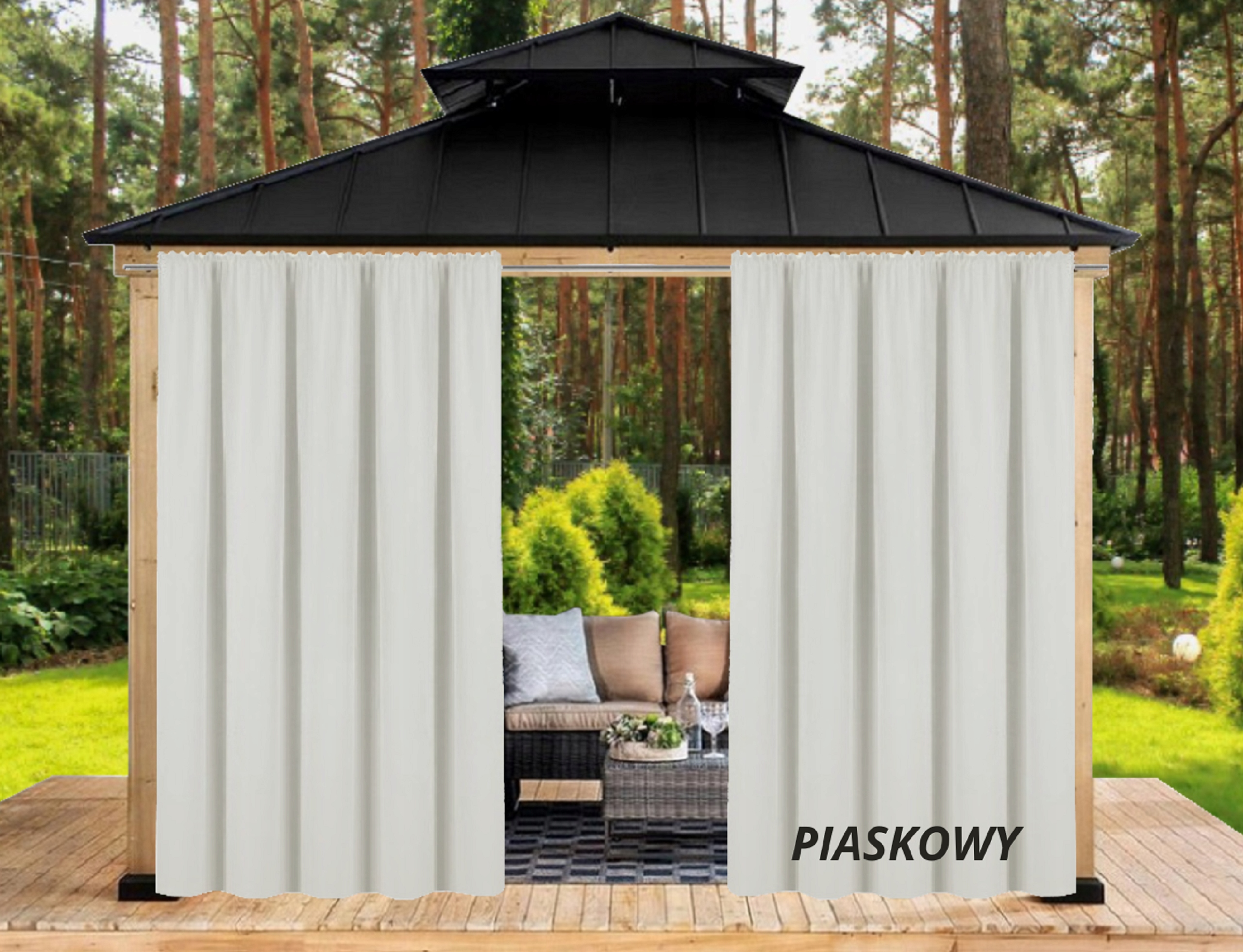 ZASŁONA WODOODPORNA OGRODOWA 155x200 ZASŁONY NA ZEWNĘTRZNA Z TUNELEM WYBÓR Szerokość 1.55 m