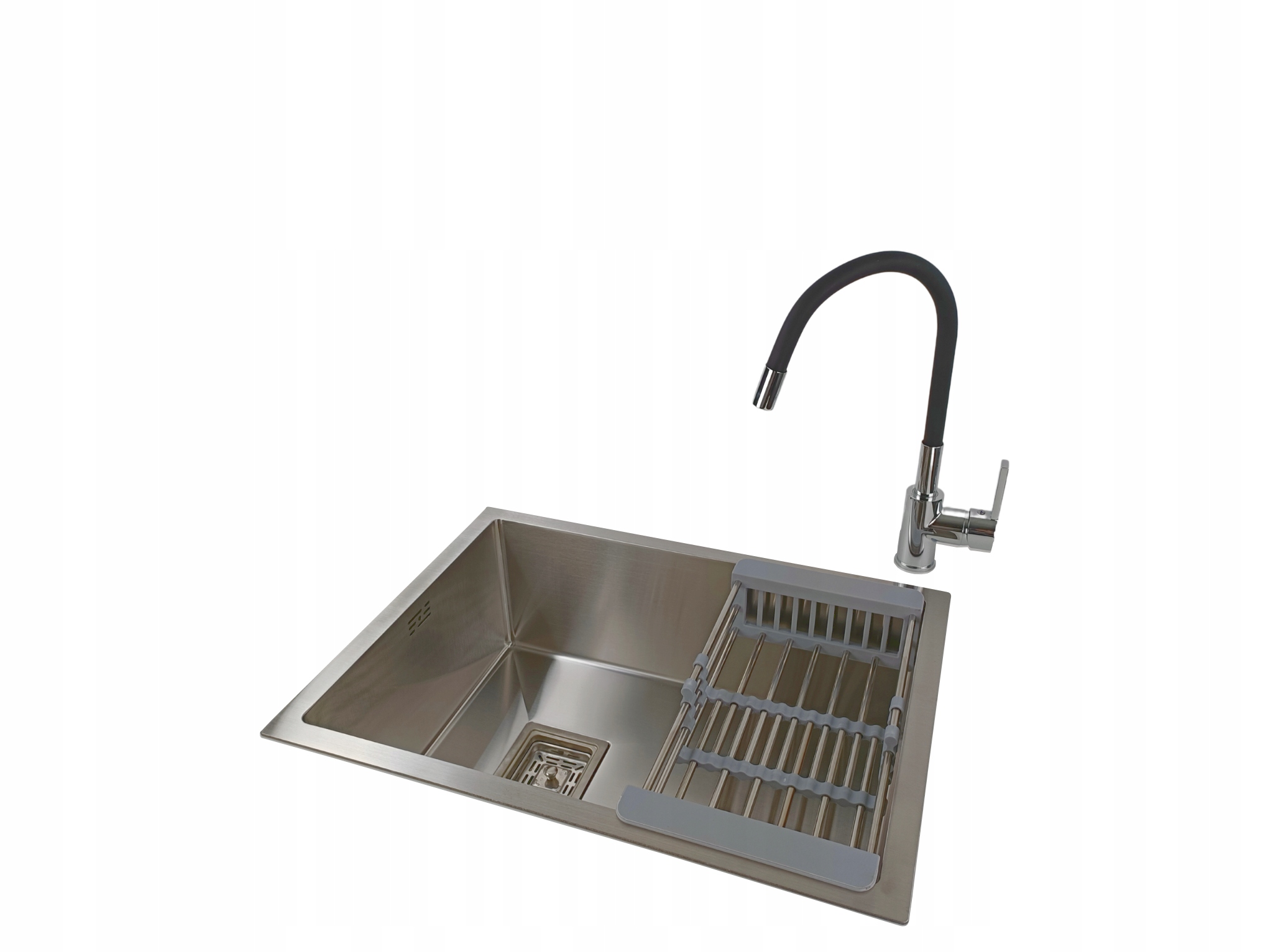 Ocelový jednokomorový dřez Inox kartáčovaný Sifonová baterie